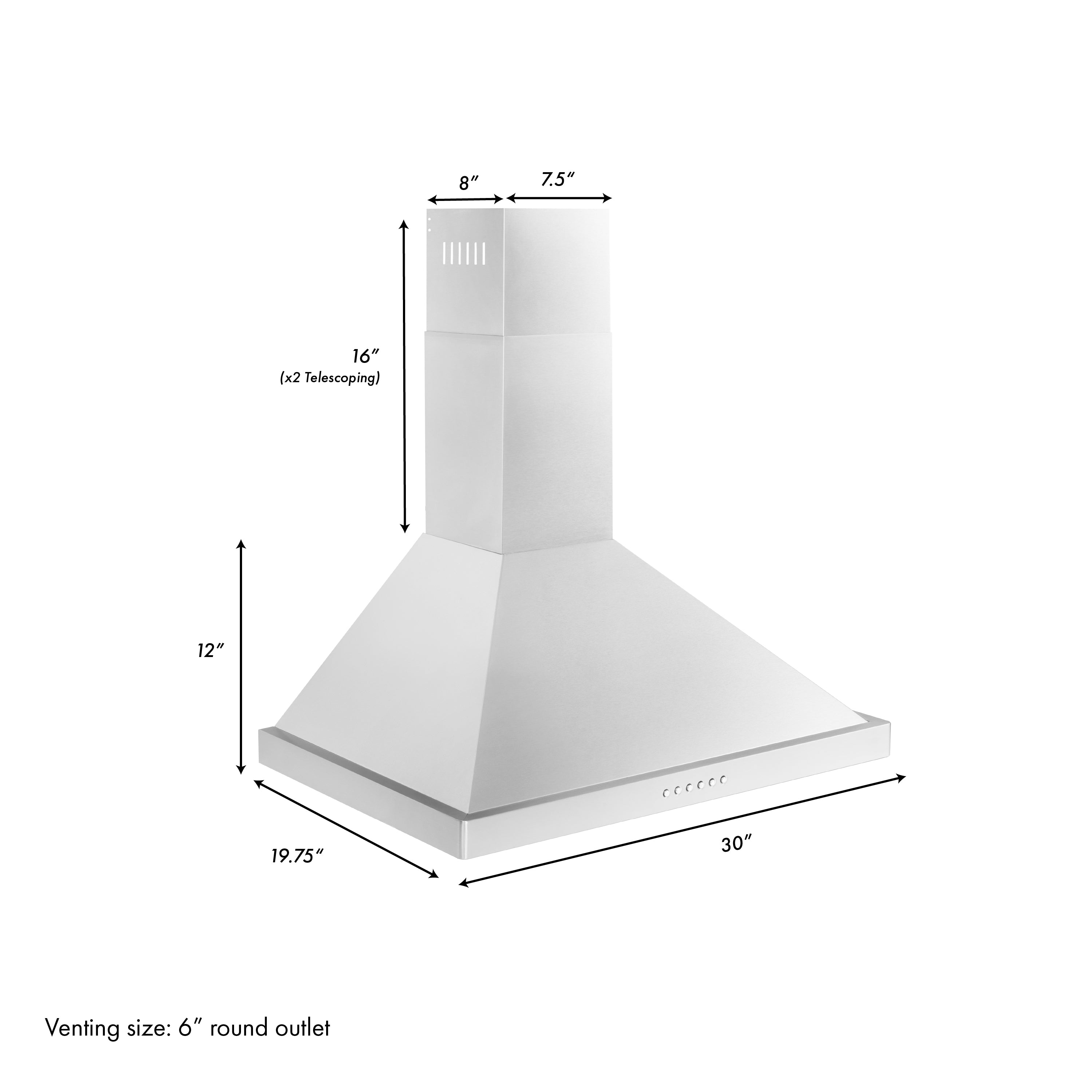 ZLINE Alpine Series Ducted Wall Mount Range Hood in Stainless Steel (ALP10WL)