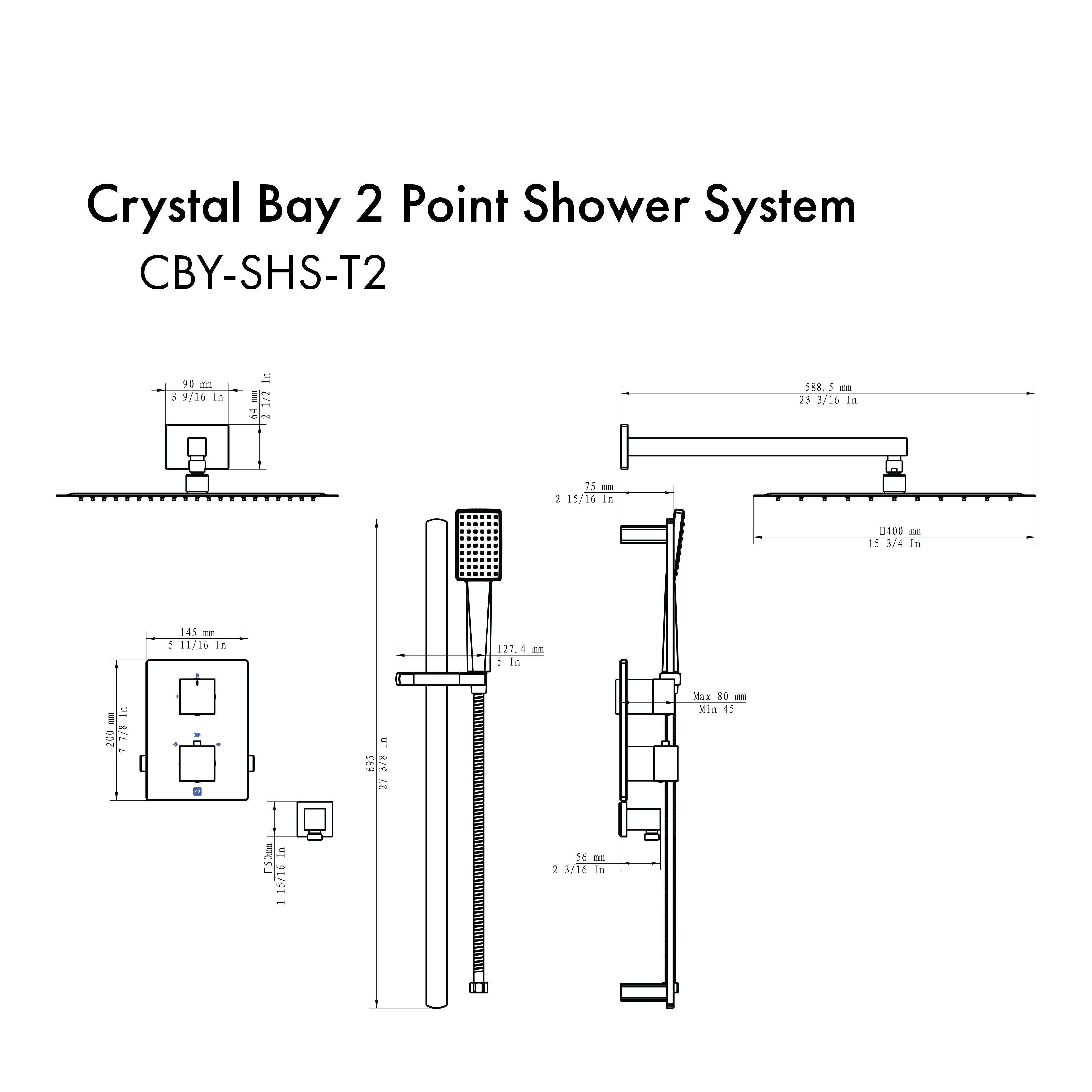 Therangehoodstore.com, ZLINE Crystal Bay Thermostatic Shower System with color options (CBY-SHS-T2), CBY-SHS-T2-BN,