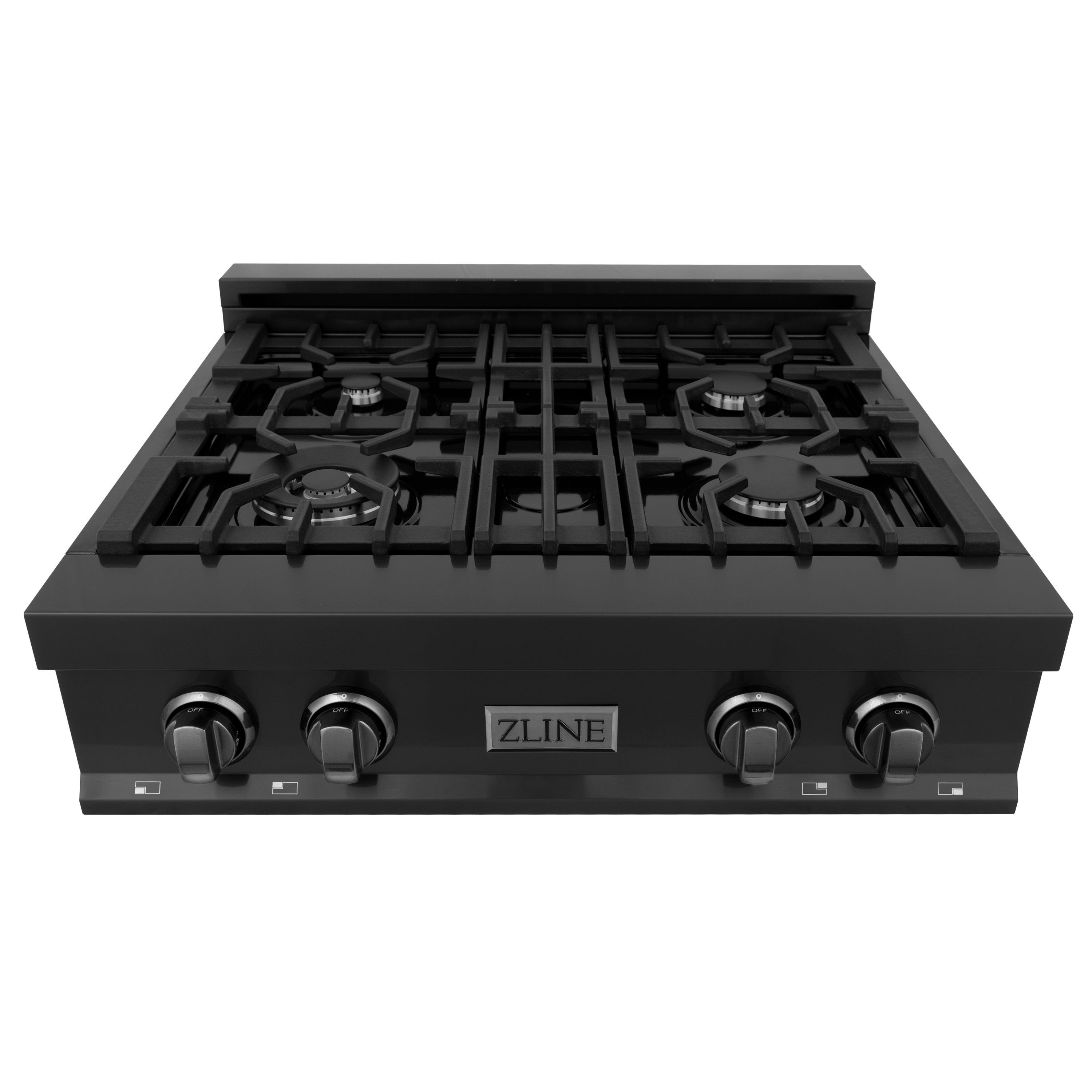 Therangehoodstore.com, ZLINE 30 in. Porcelain Rangetop in Black Stainless with 4 Gas Burners (RTB), RTB-30,