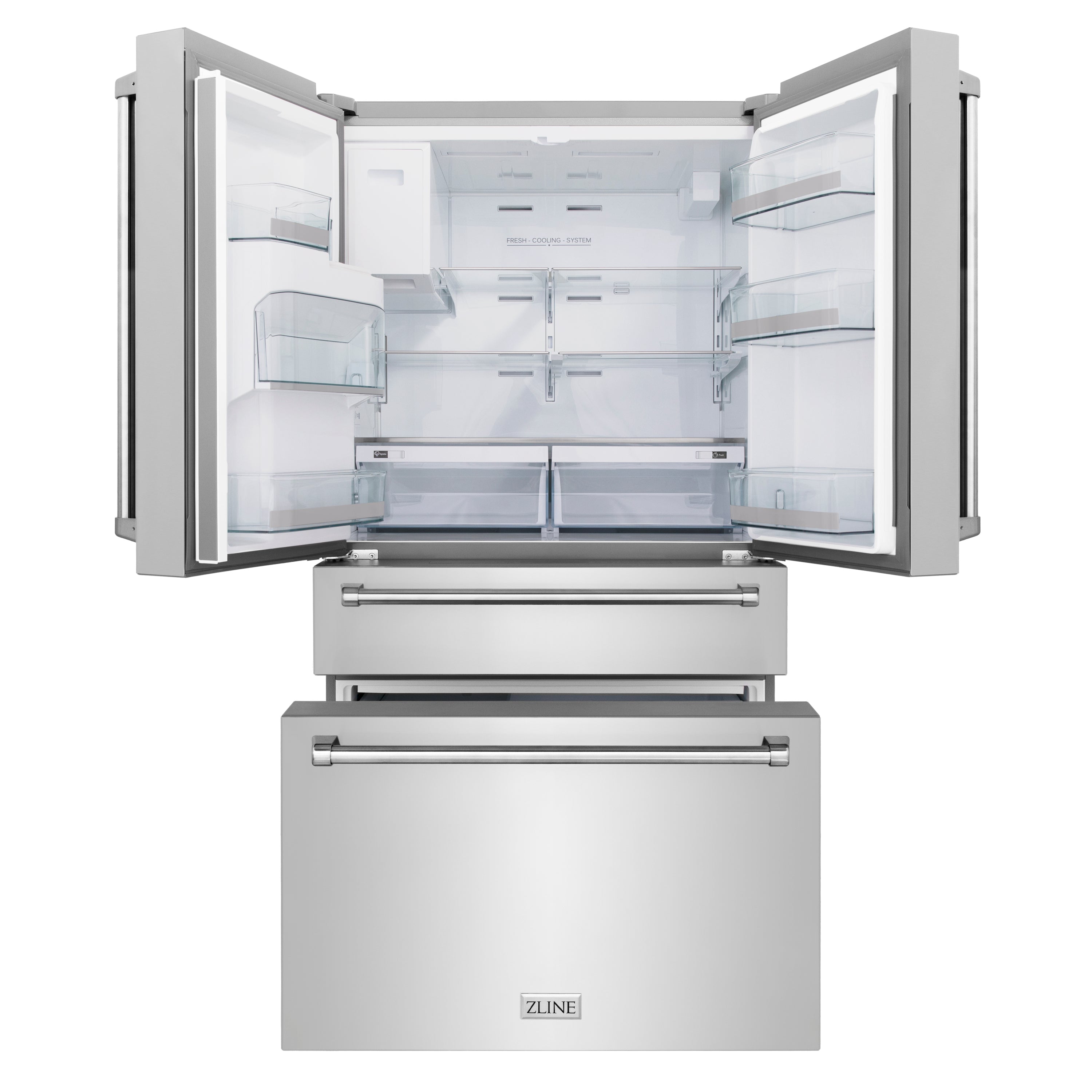 ZLINE 36 in. 21.6 cu. ft Freestanding French Door Fingerprint Resistant Refrigerator with External Water and Ice Dispenser (RFM-W-36)