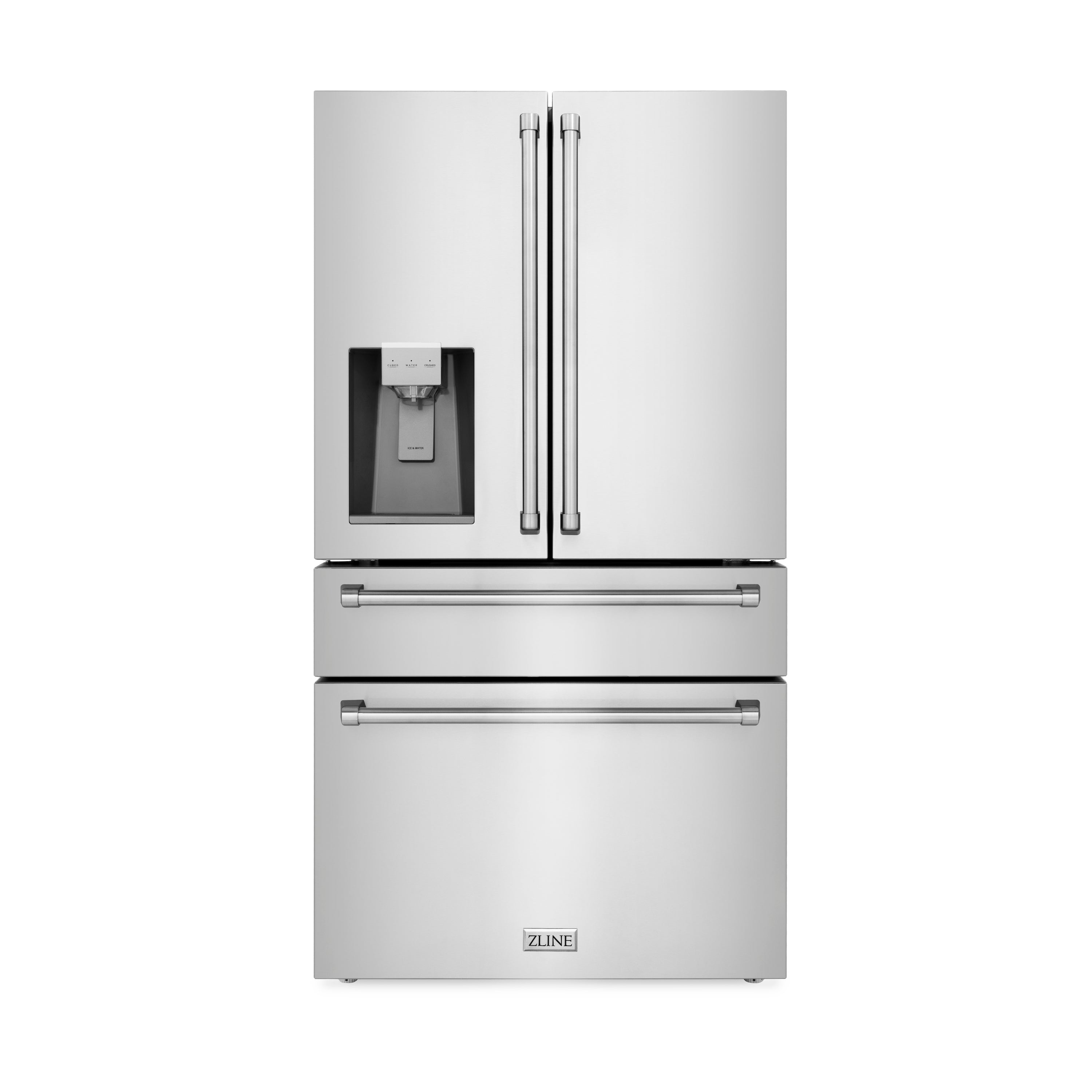 ZLINE 36 in. 21.6 cu. ft Freestanding French Door Fingerprint Resistant Refrigerator with External Water and Ice Dispenser (RFM-W-36)