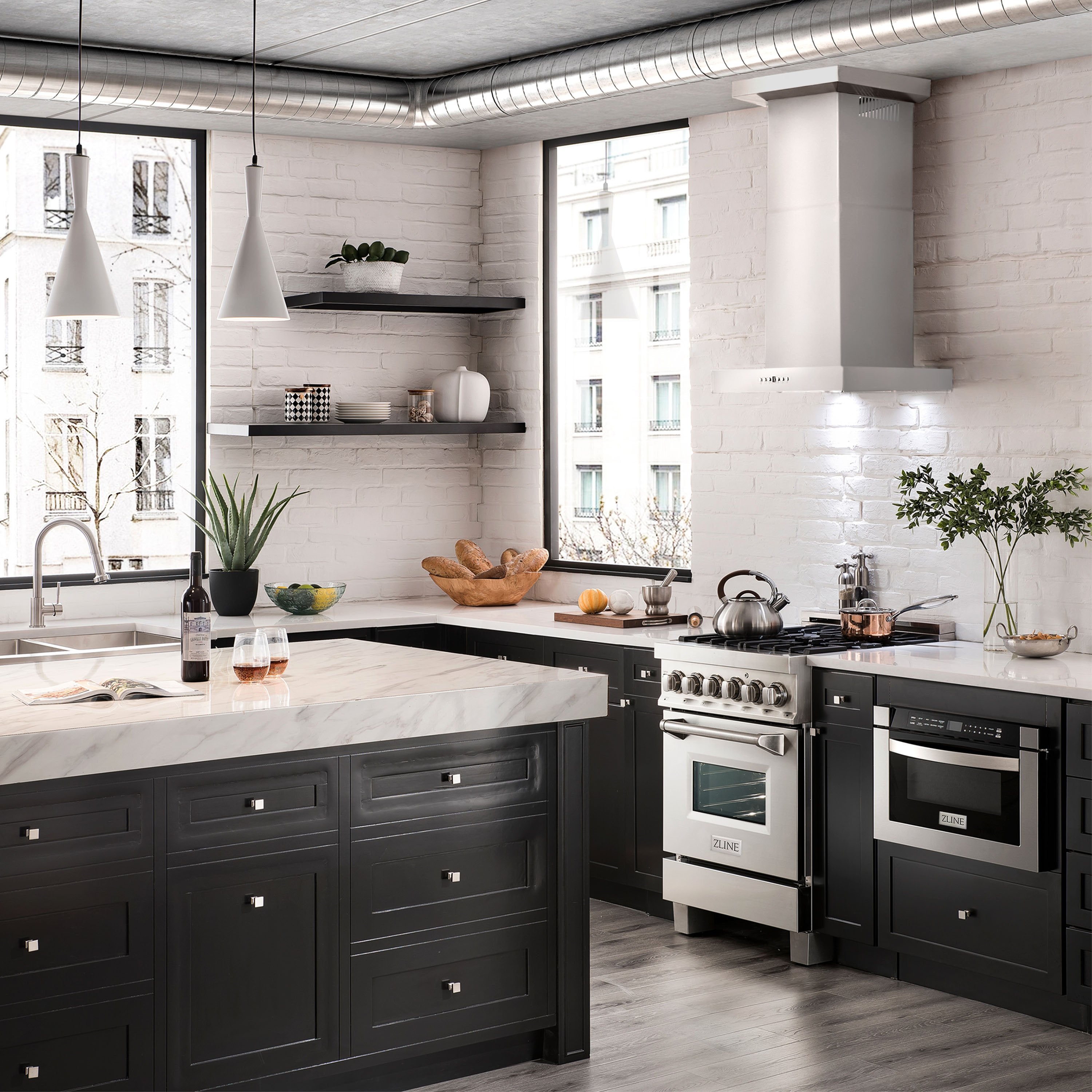 ZLINE Kitchen and Bath, ZLINE Wall Mount Range Hood In Stainless Steel With Crown Molding (KECRN), KECRN-24,