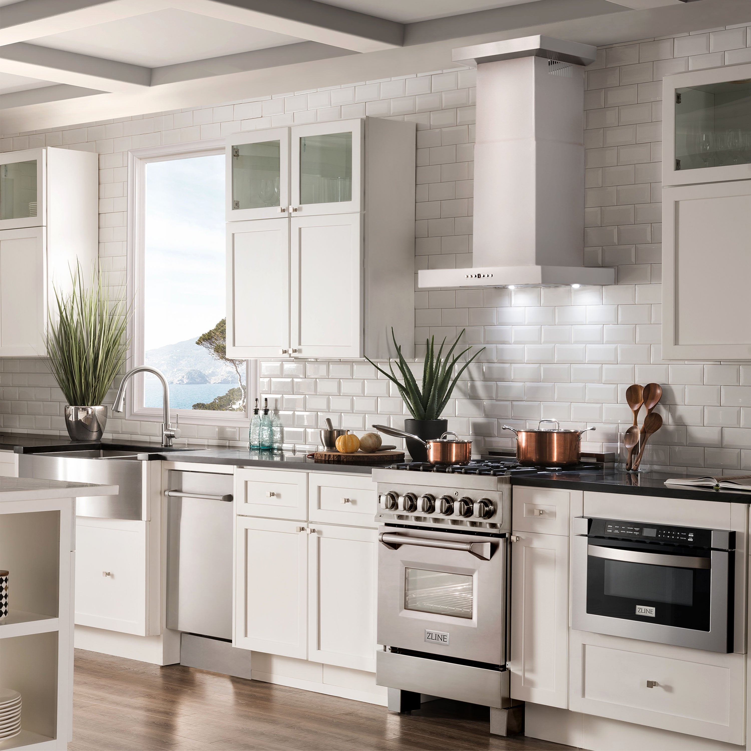 ZLINE Kitchen and Bath, ZLINE Wall Mount Range Hood In Stainless Steel With Crown Molding (KECRN), KECRN-24,