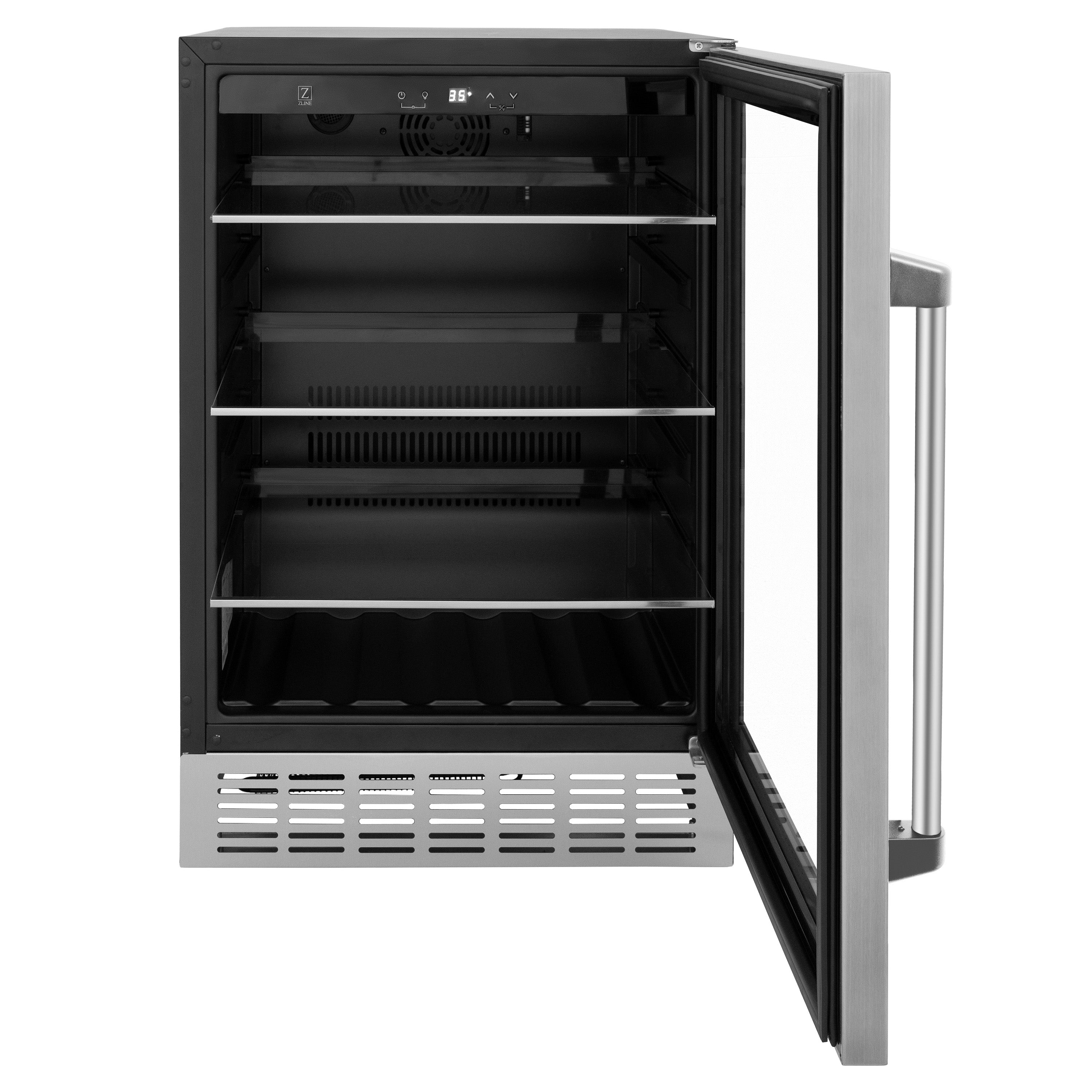 ZLINE 24. In. Beverage Center Cooler in Stainless Steel with Glass Shelf (RBV-US-24)