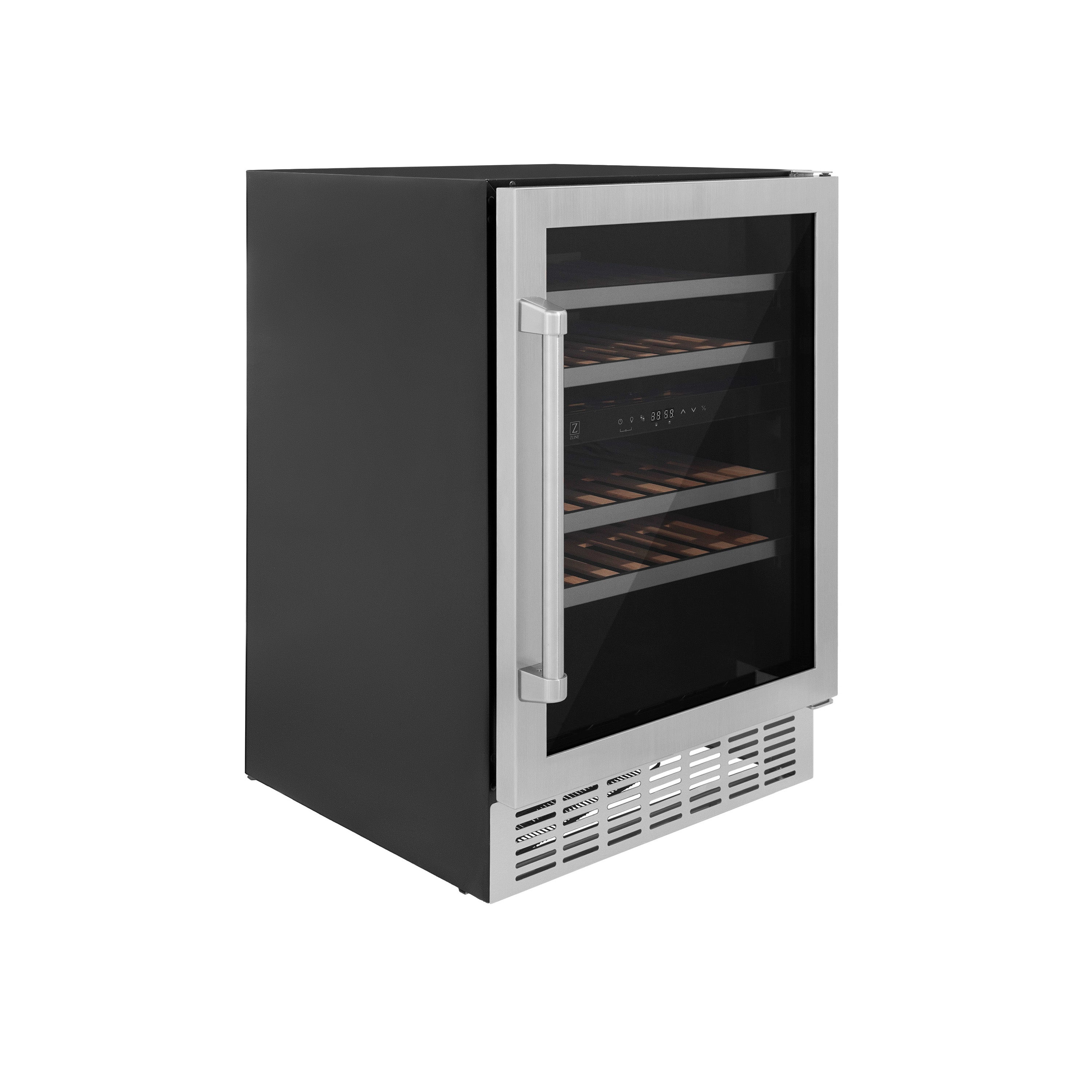 ZLINE 24 In. Dual Zone Wine Cooler in Stainless Steel with Wood Shelf (RWV-UD-24)