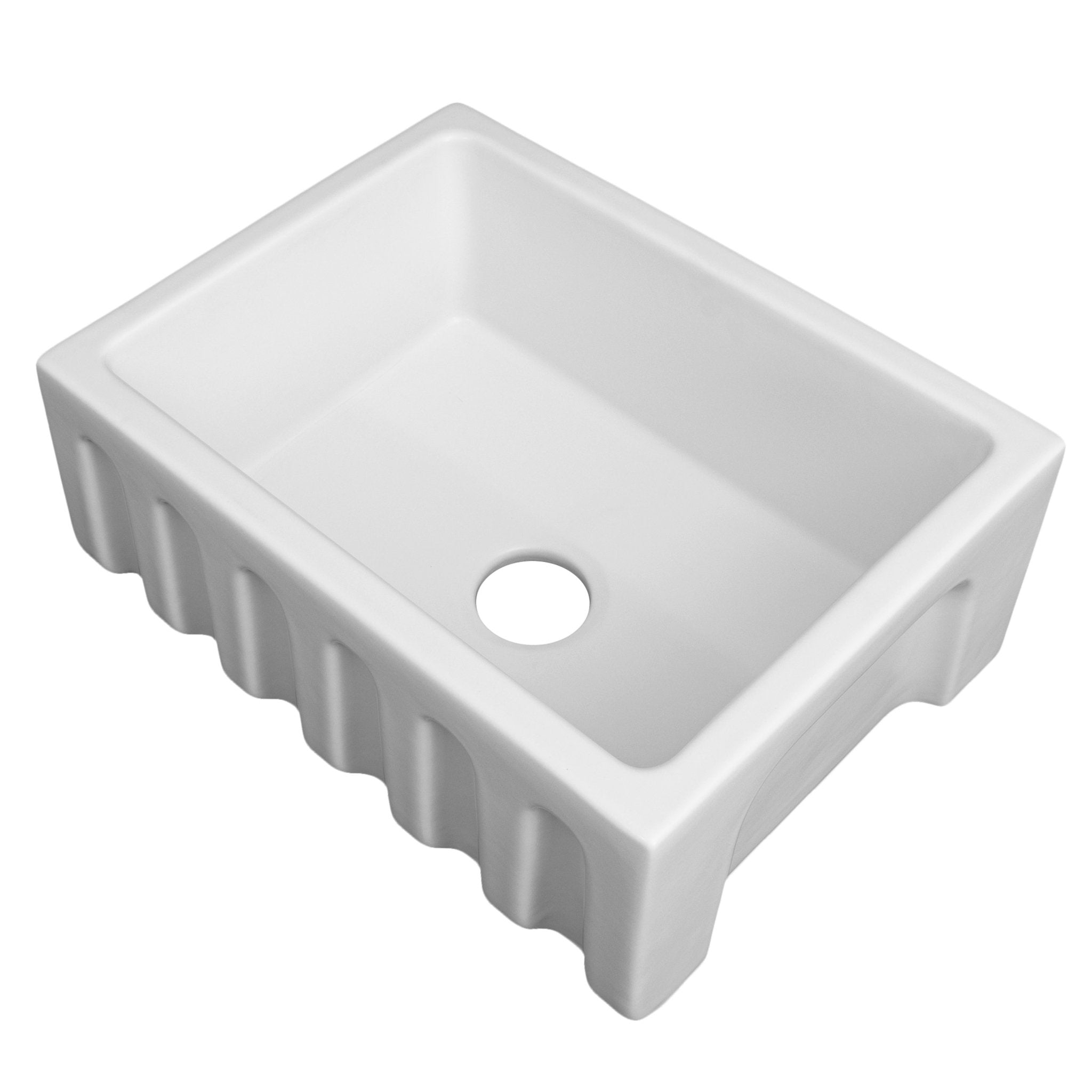 ZLINE Kitchen and Bath, ZLINE 24" Venice Farmhouse Reversible Fireclay Sink (FRC5120), FRC5120-WM-24,