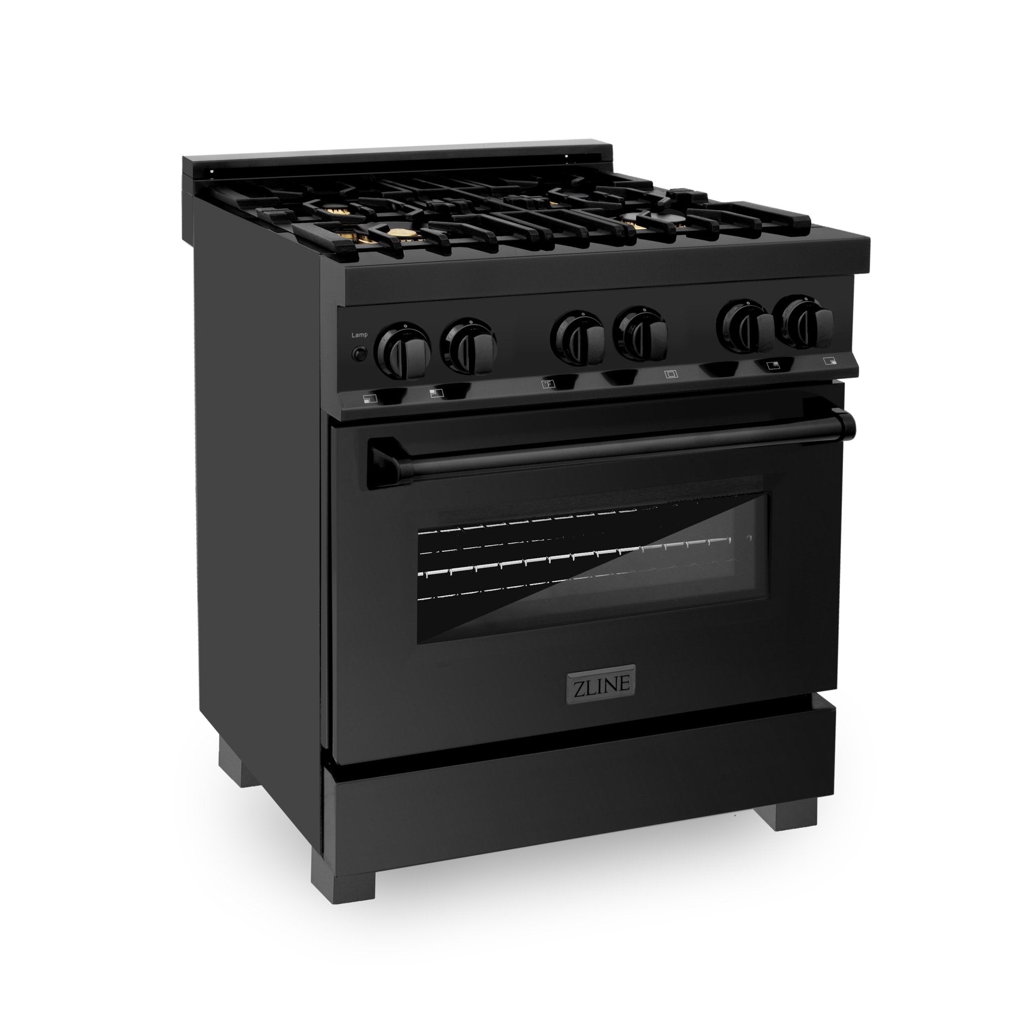 ZLINE Kitchen and Bath, ZLINE 30" Black Stainless 4.0 cu.ft. 4 Gas Burner/Electric Oven Range, RAB-30,