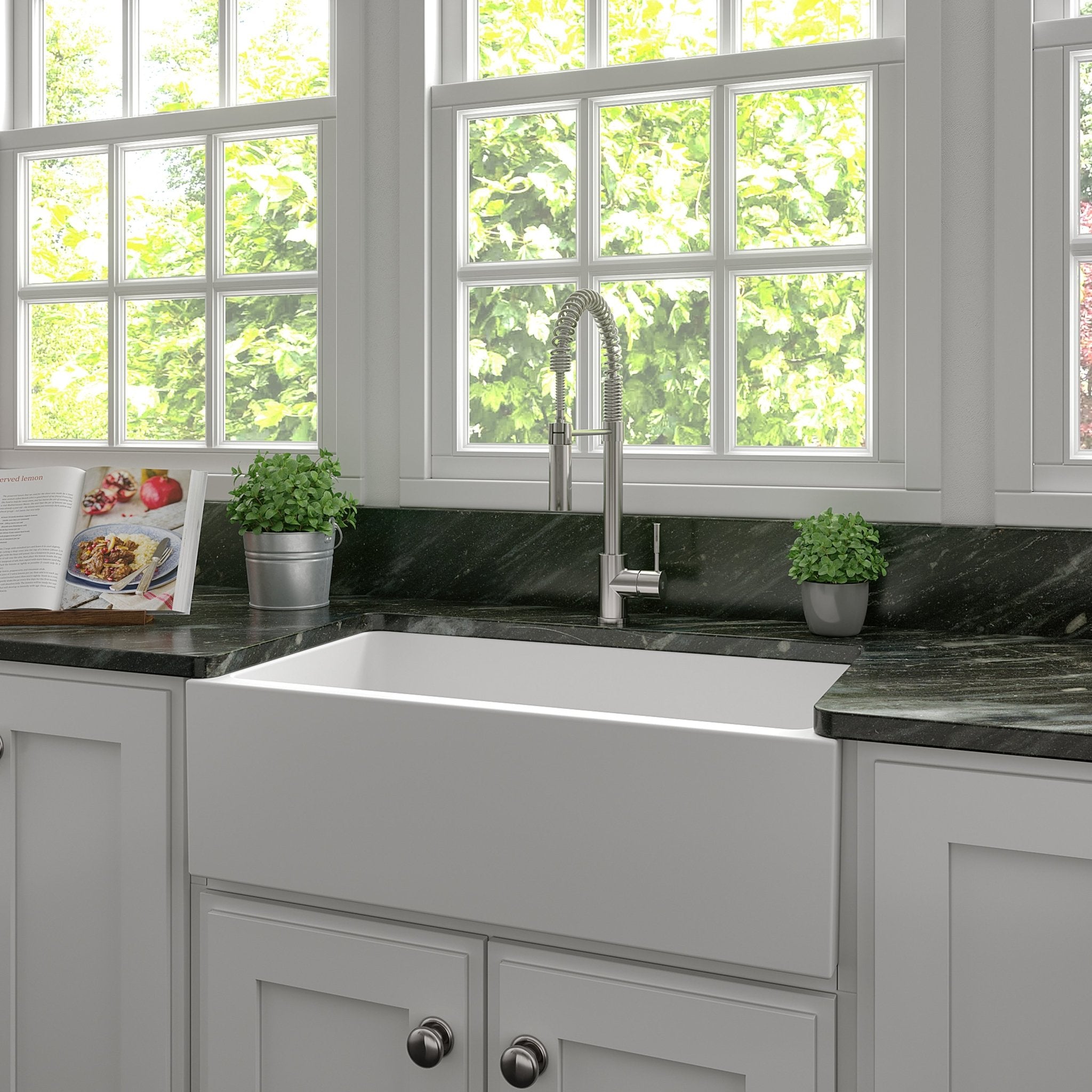 ZLINE Kitchen and Bath, ZLINE 33" Venice Farmhouse Reversible Fireclay Sink (FRC5131), FRC5131-WM-33,