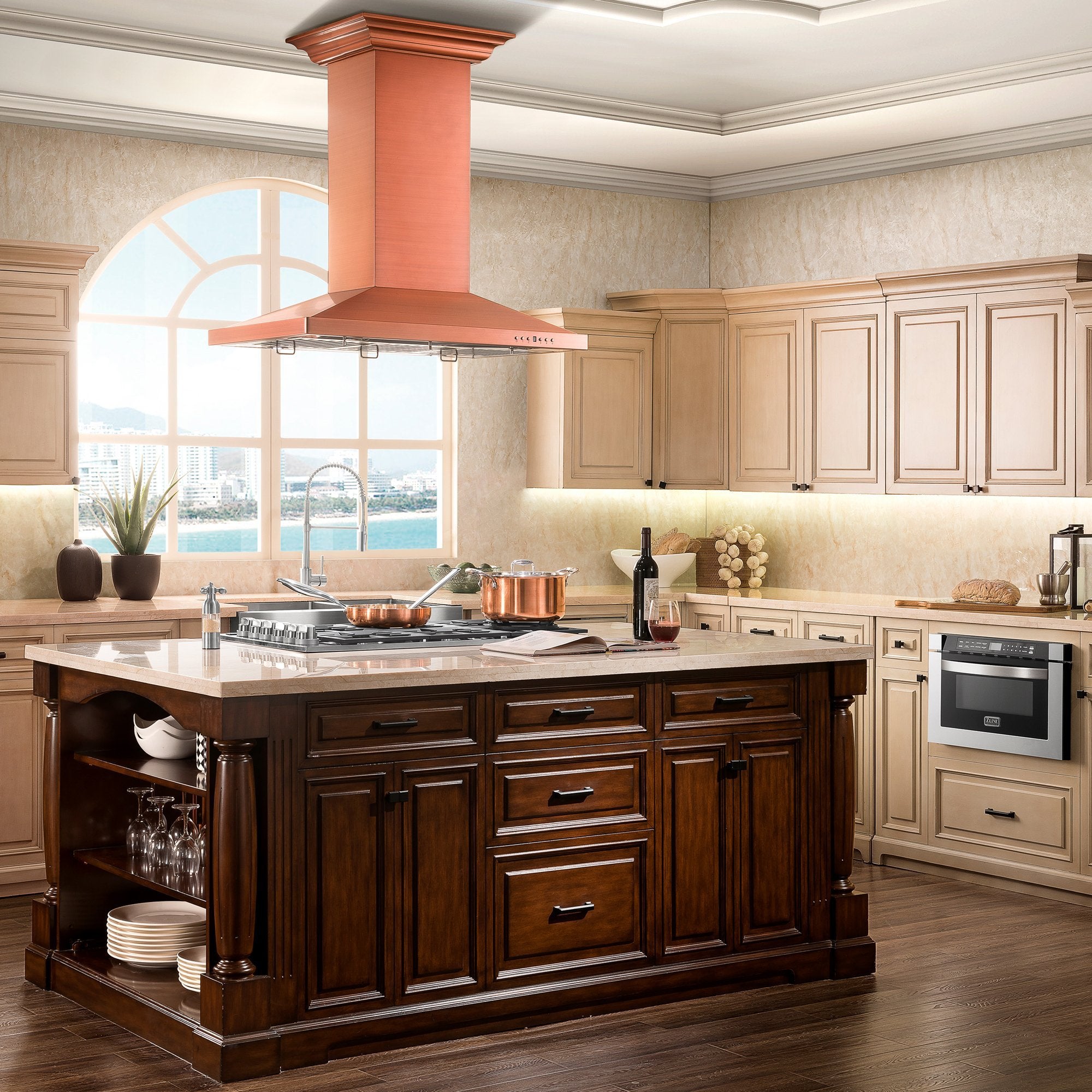 ZLINE Kitchen and Bath, ZLINE 36" Designer Series Copper Island Mount Range Hood (8KL3iC-36), 8KL3iC-36,