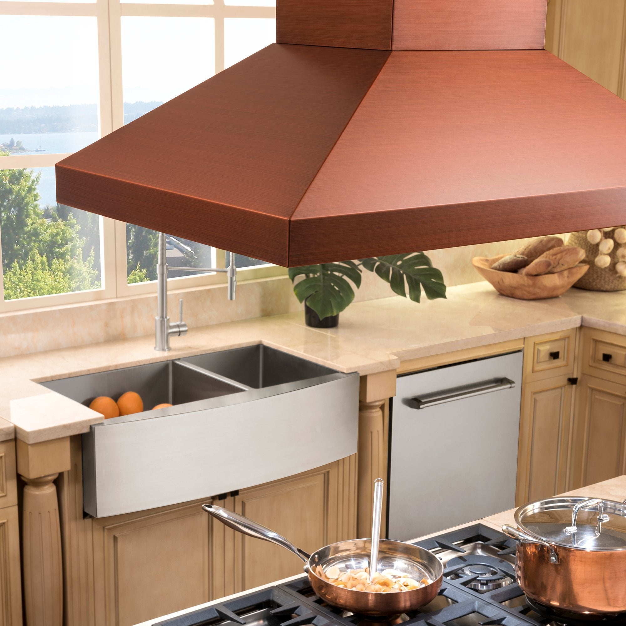 ZLINE Kitchen and Bath, ZLINE 36" Designer Series Copper Island Mount Range Hood (8KL3iC-36), 8KL3iC-36,
