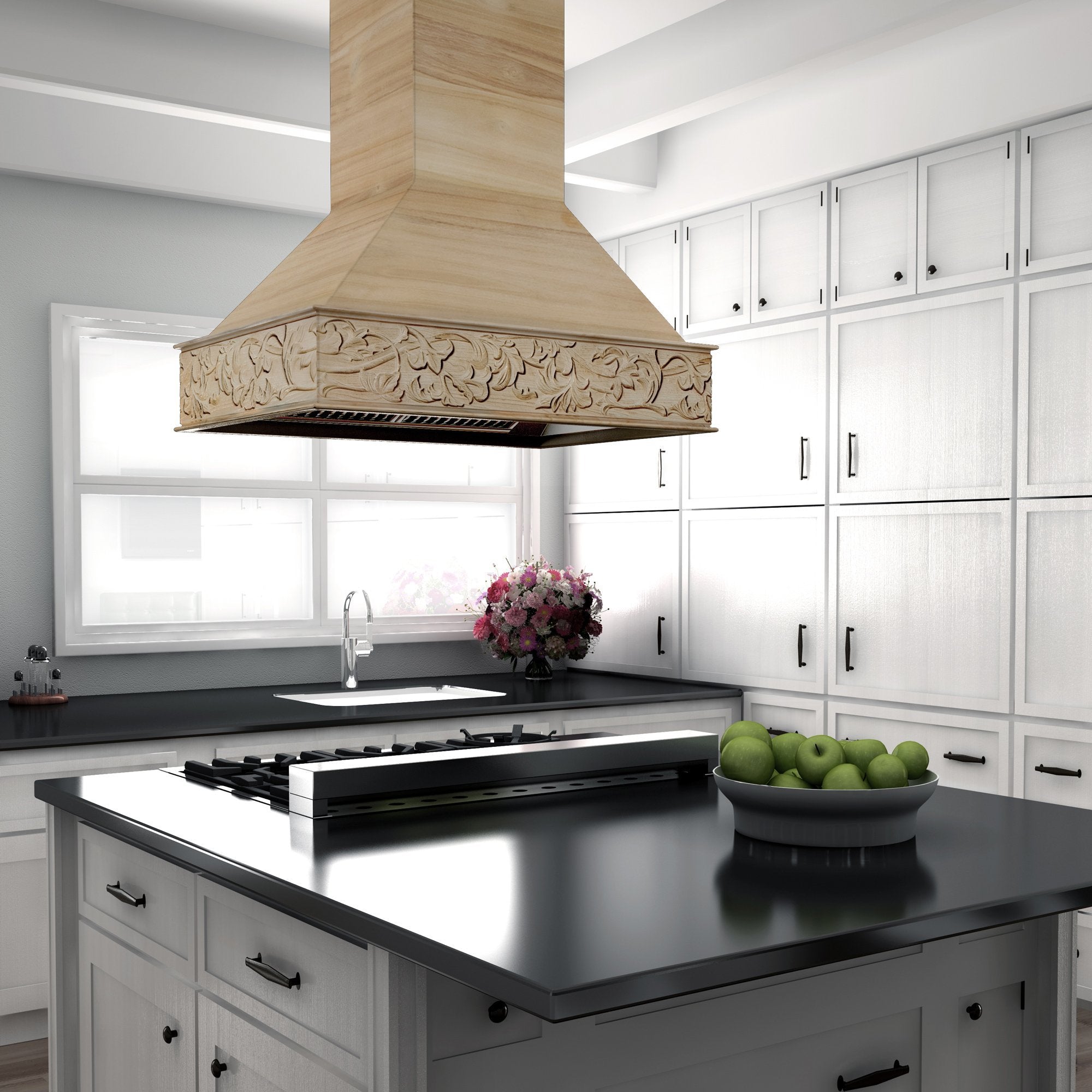 ZLINE Kitchen and Bath, ZLINE 36" Unfinished Wooden Island Mount Range Hood (9373UF-36), 9373UF-36,
