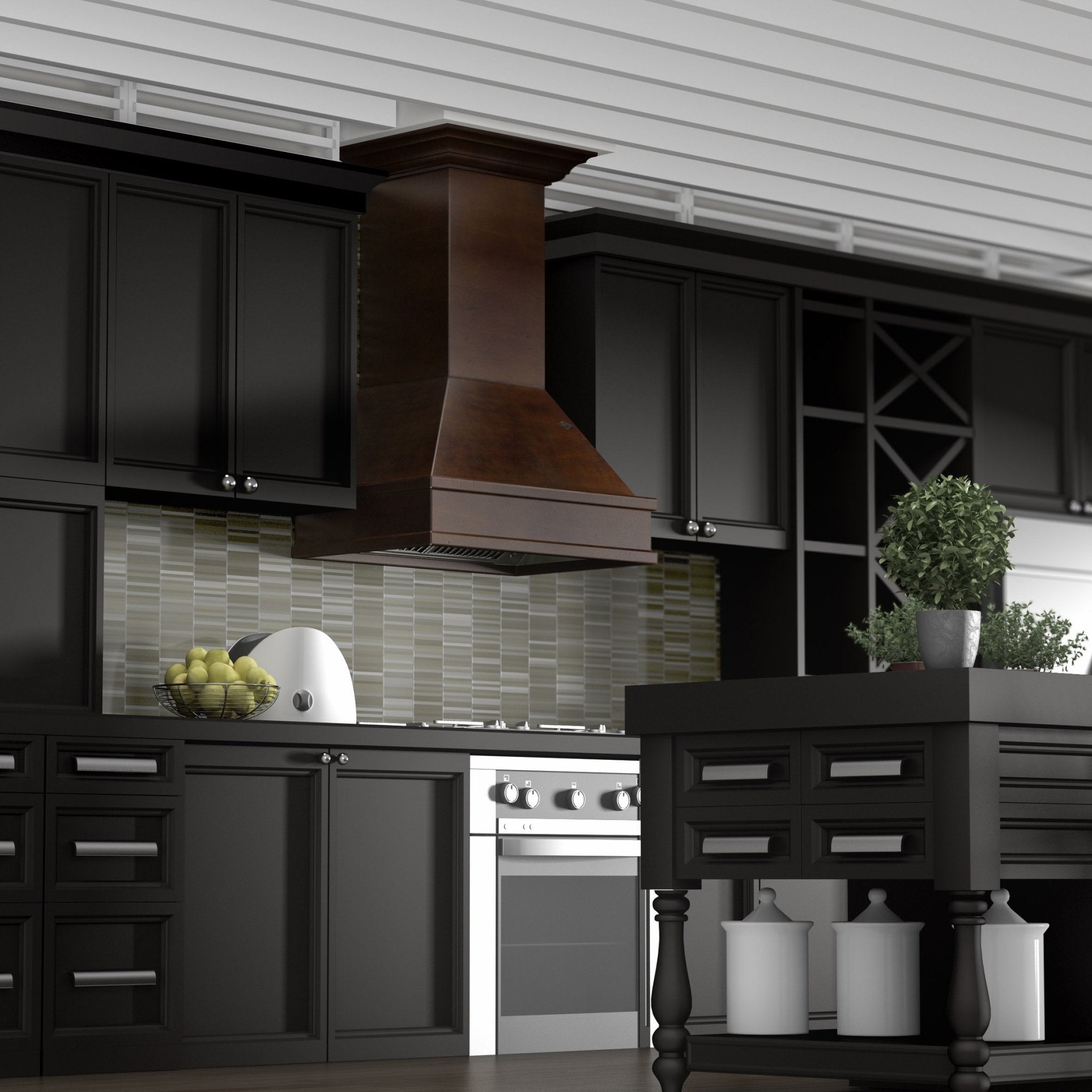 ZLINE 36" Wooden Wall Mount Range Hood in Walnut and Hamilton - Includes Dual Remote Motor (329WH-RD-36) - Rustic Kitchen & Bath - Range Hoods - ZLINE Kitchen and Bath