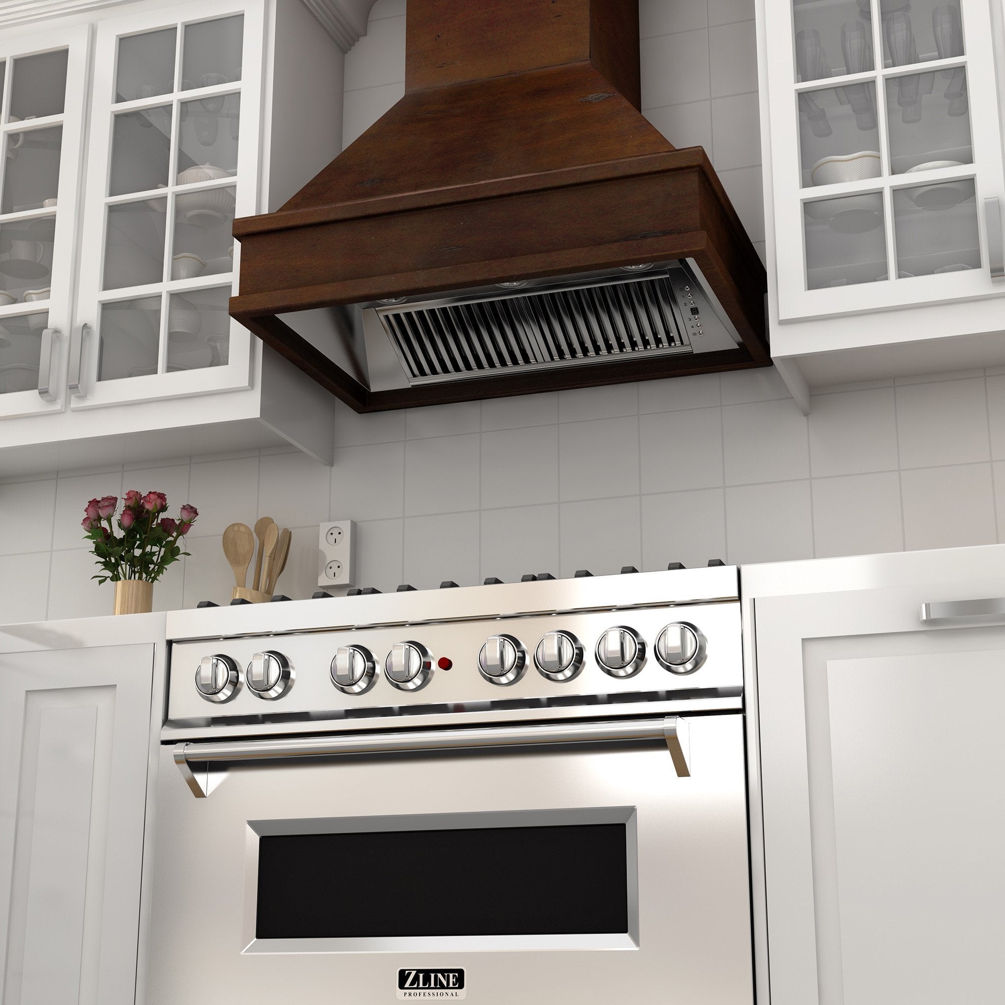 ZLINE 36" Wooden Wall Mount Range Hood in Walnut and Hamilton - Includes Dual Remote Motor (329WH-RD-36) - Rustic Kitchen & Bath - Range Hoods - ZLINE Kitchen and Bath