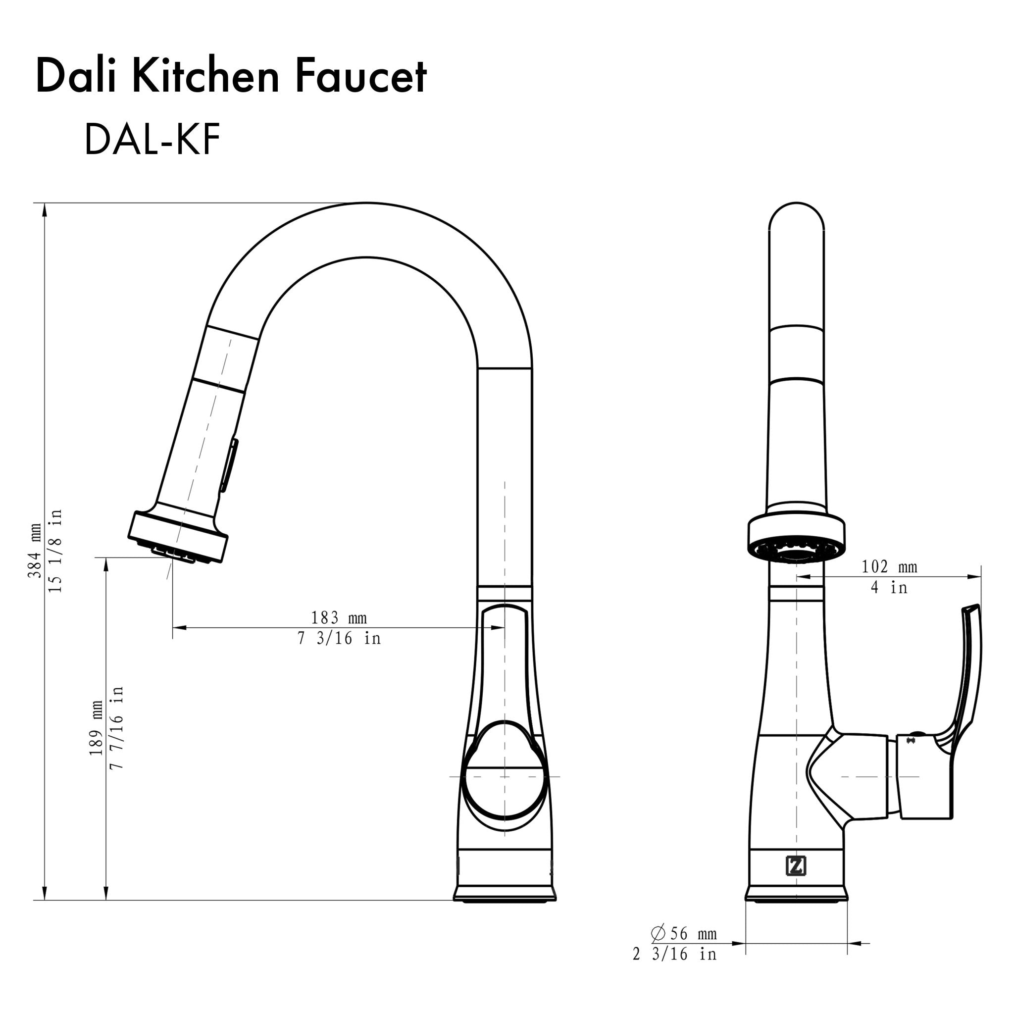 ZLINE Kitchen and Bath, ZLINE Dali Kitchen Faucet (DAL-KF), DAL-KF-BN,
