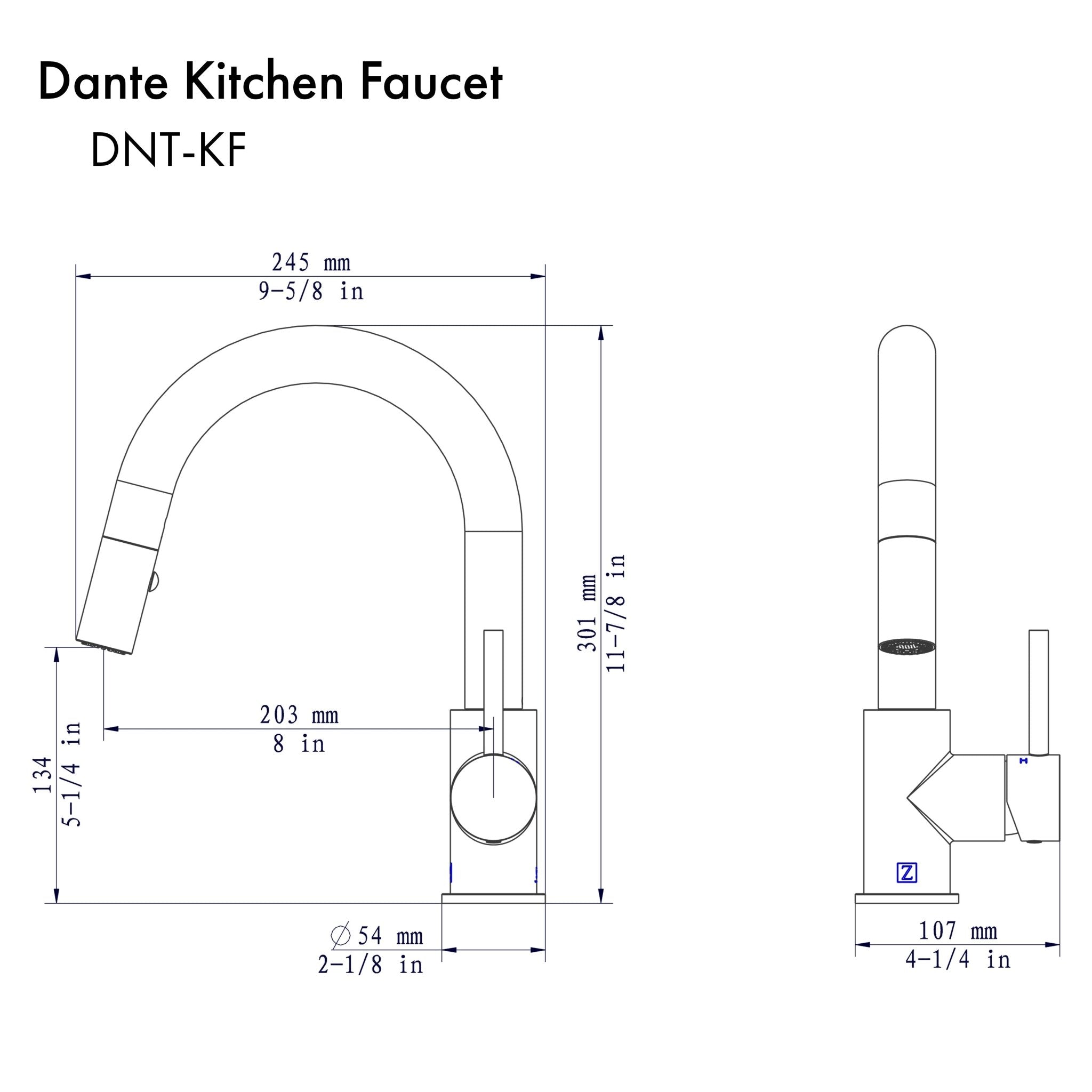 ZLINE Kitchen and Bath, ZLINE Dante Kitchen Faucet (DNT-KF), DNT-KF-BN,