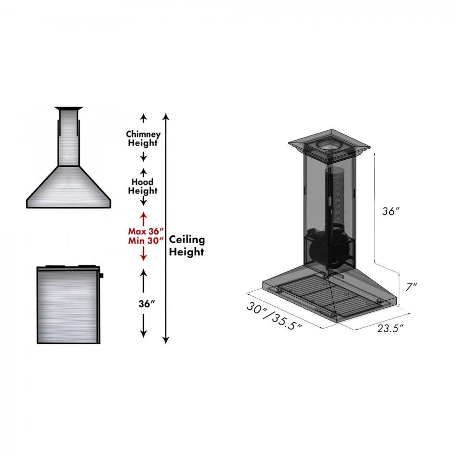 ZLINE Kitchen and Bath, ZLINE Designer Series Hand Hammered Copper Island Mount Range Hood (8GL2Hi), 8GL2Hi-30,