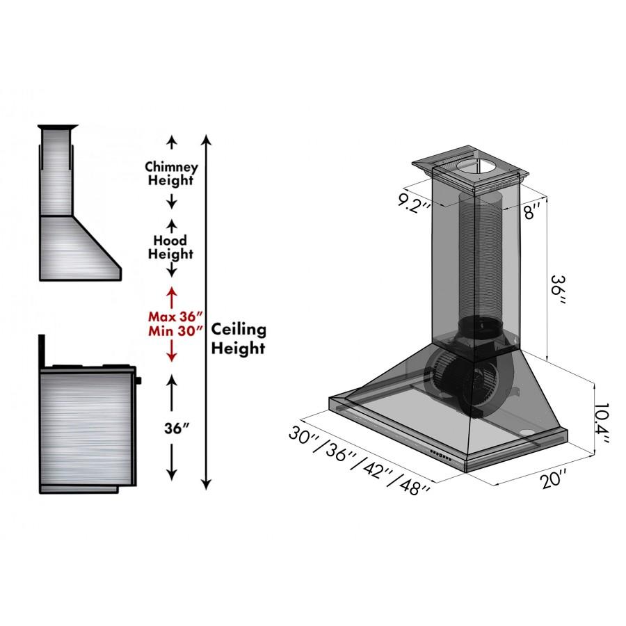 ZLINE Kitchen and Bath, ZLINE Designer Series Wall Mount Range Hood (8KBB), 8KBB-30,