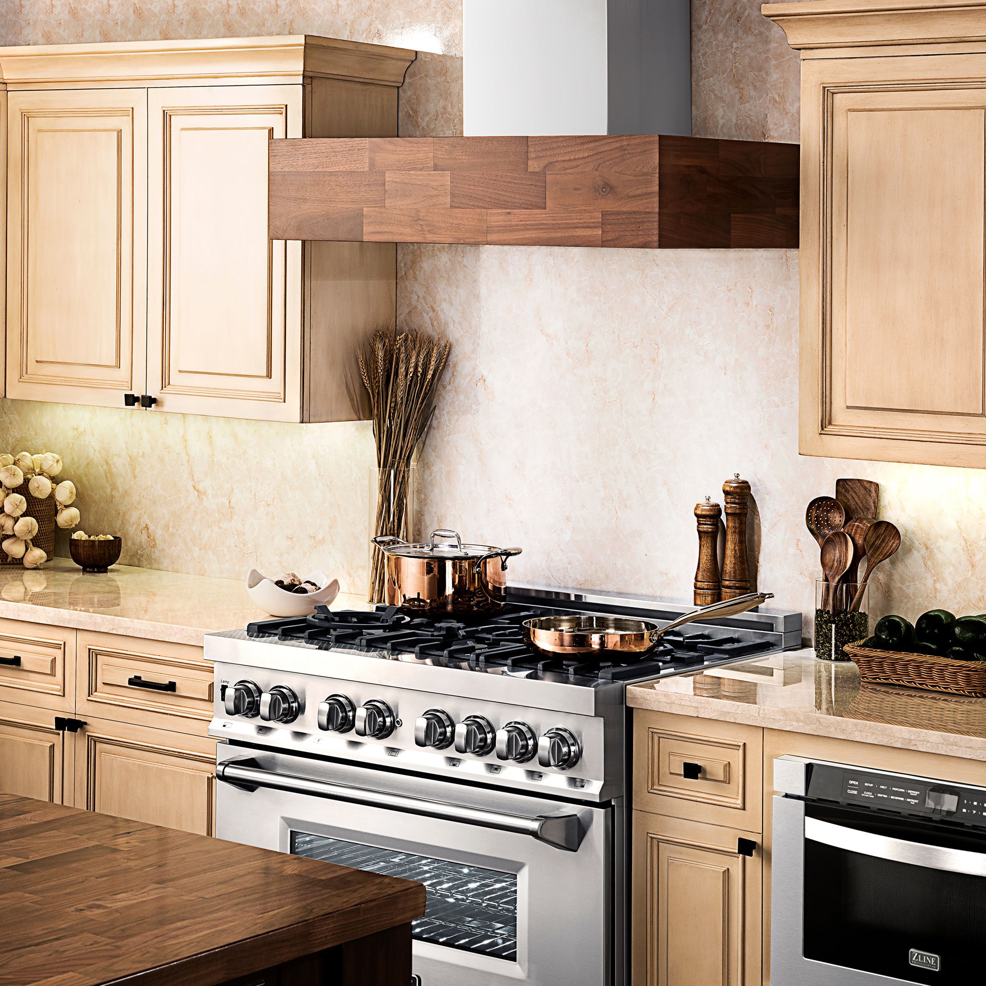 ZLINE Kitchen and Bath, ZLINE Designer Series Wooden Wall Mount Range Hood in Butcher Block - Includes Remote Blower (681W-RD), 681W-RD-30,