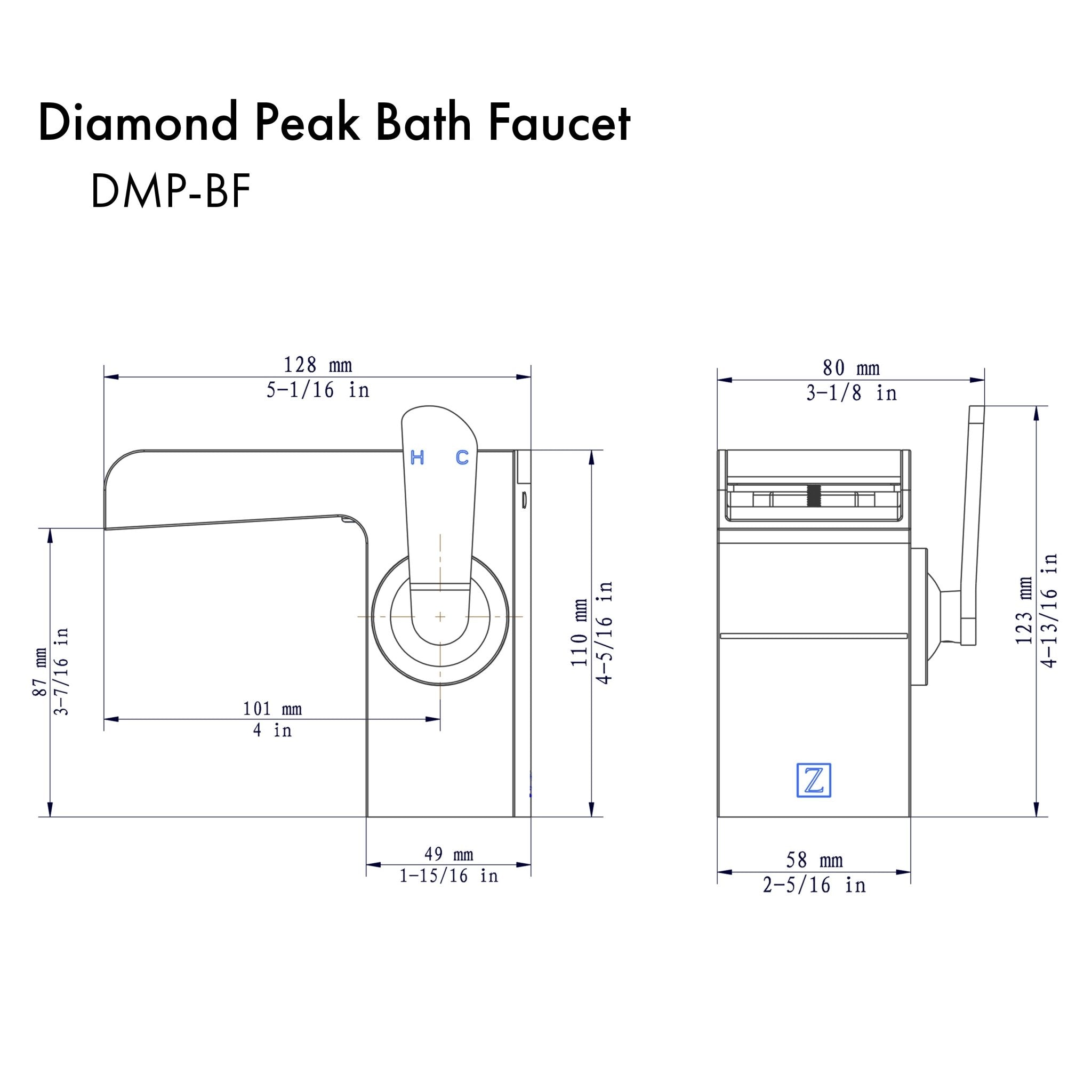 ZLINE Kitchen and Bath, ZLINE Diamond Peak Bath Faucet (DMP-BF), DMP-BF-BN,