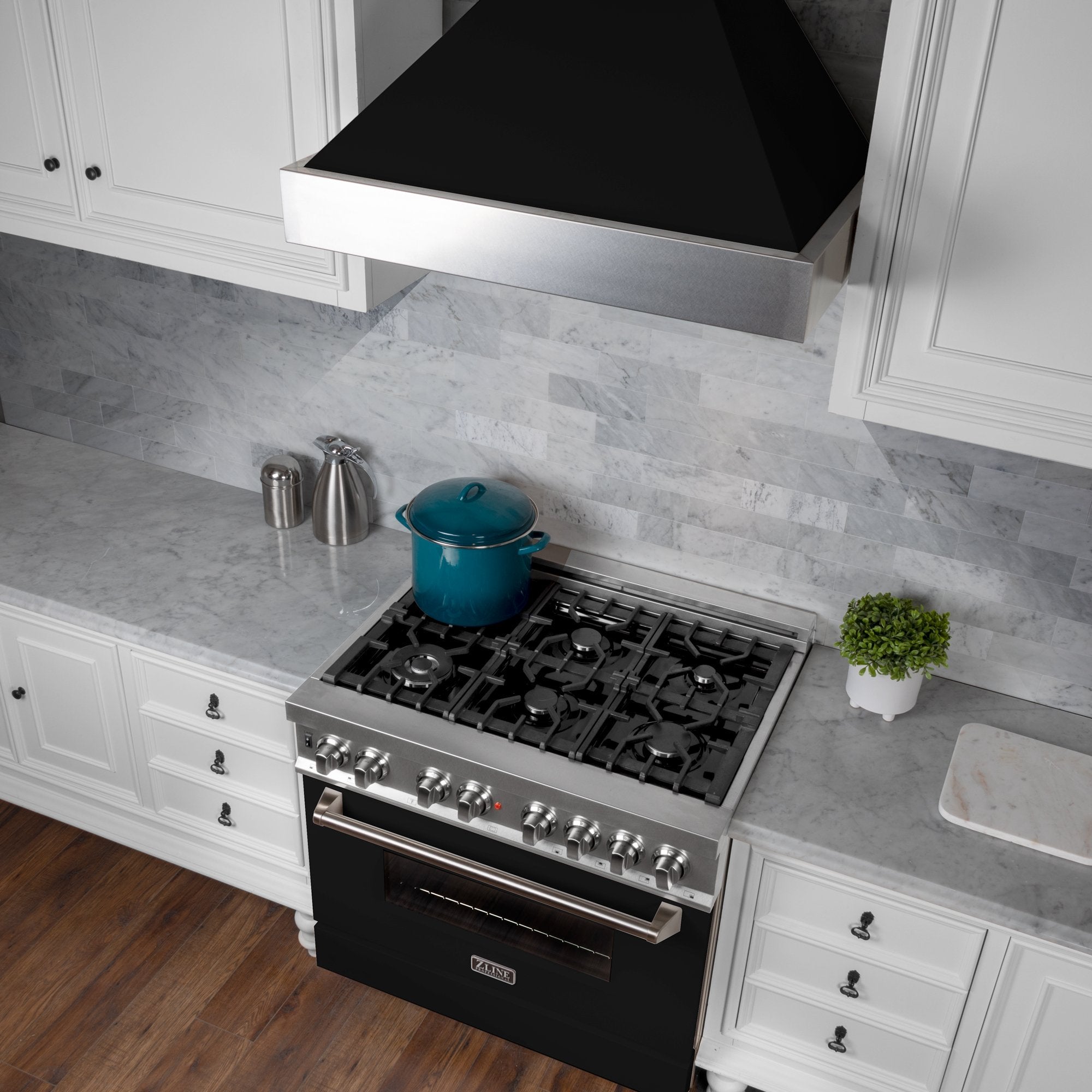 ZLINE Kitchen and Bath, ZLINE DuraSnow® Stainless Steel Range Hood With Black Matte Shell (8654BLM), 8654BLM-30,