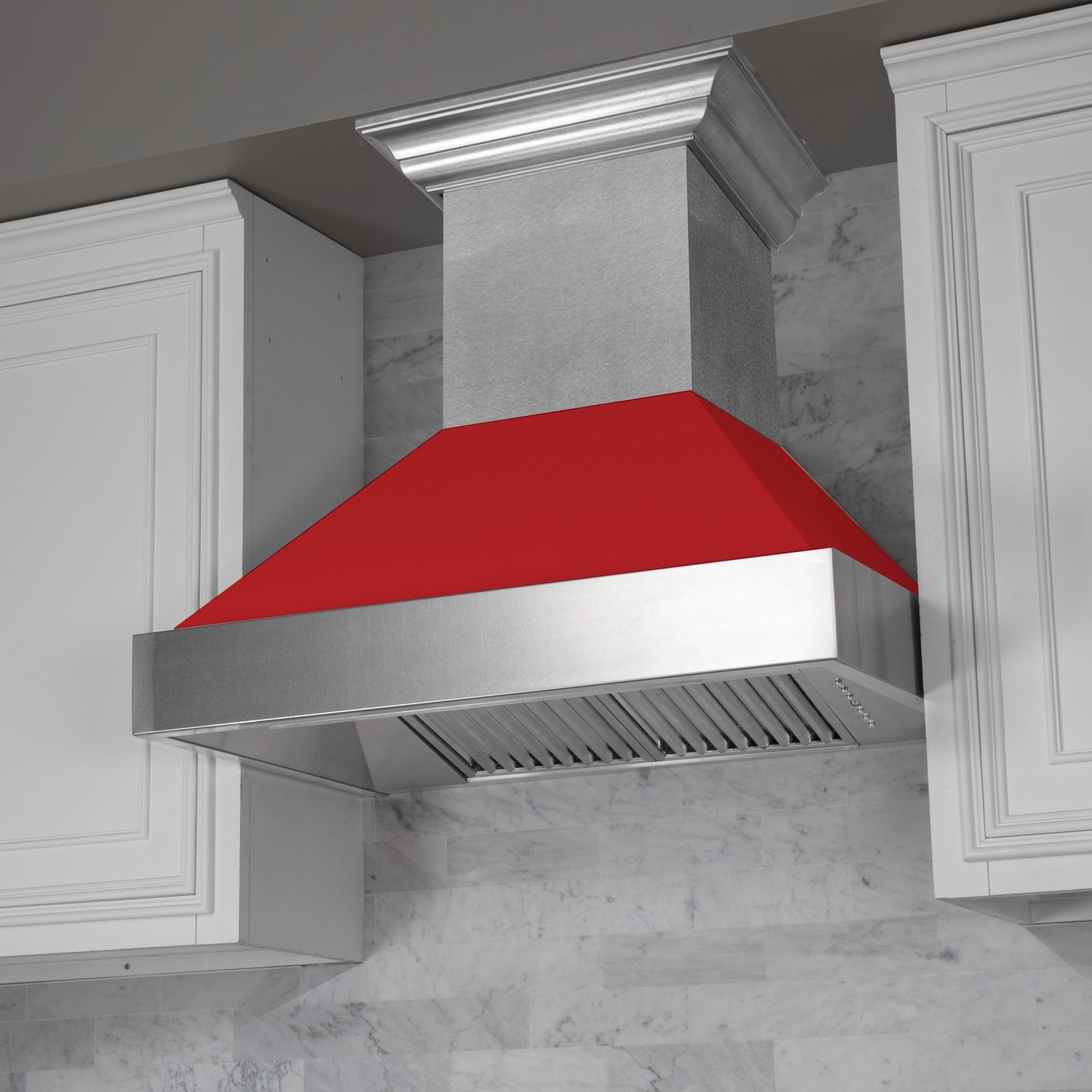 ZLINE Kitchen and Bath, ZLINE DuraSnow® Stainless Steel Range Hood with Red Matte Shell (8654RM), 8654RM-30,