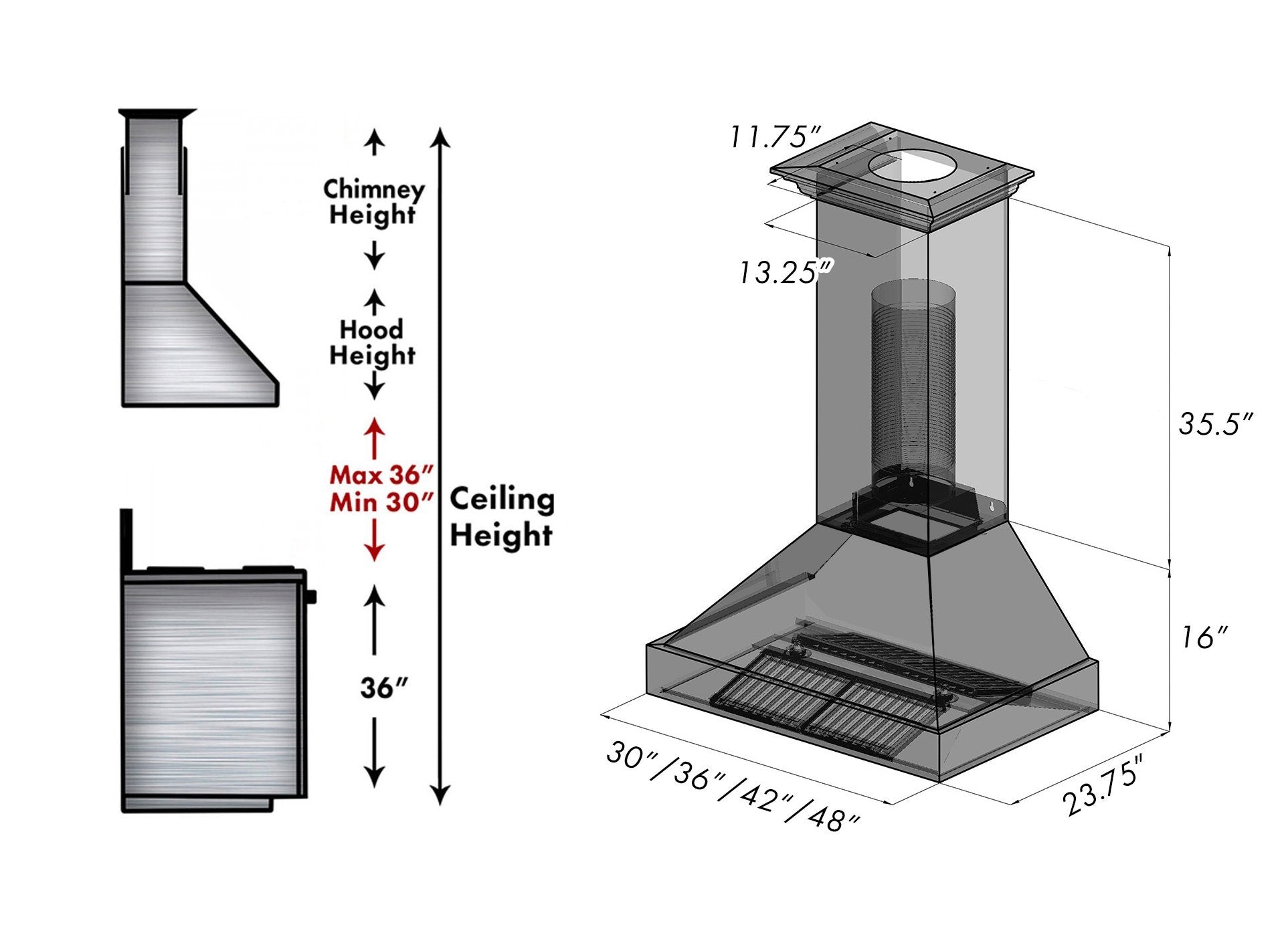 ZLINE Kitchen and Bath, ZLINE DuraSnow® Stainless Steel Range Hood with Red Matte Shell (8654RM), 8654RM-30,