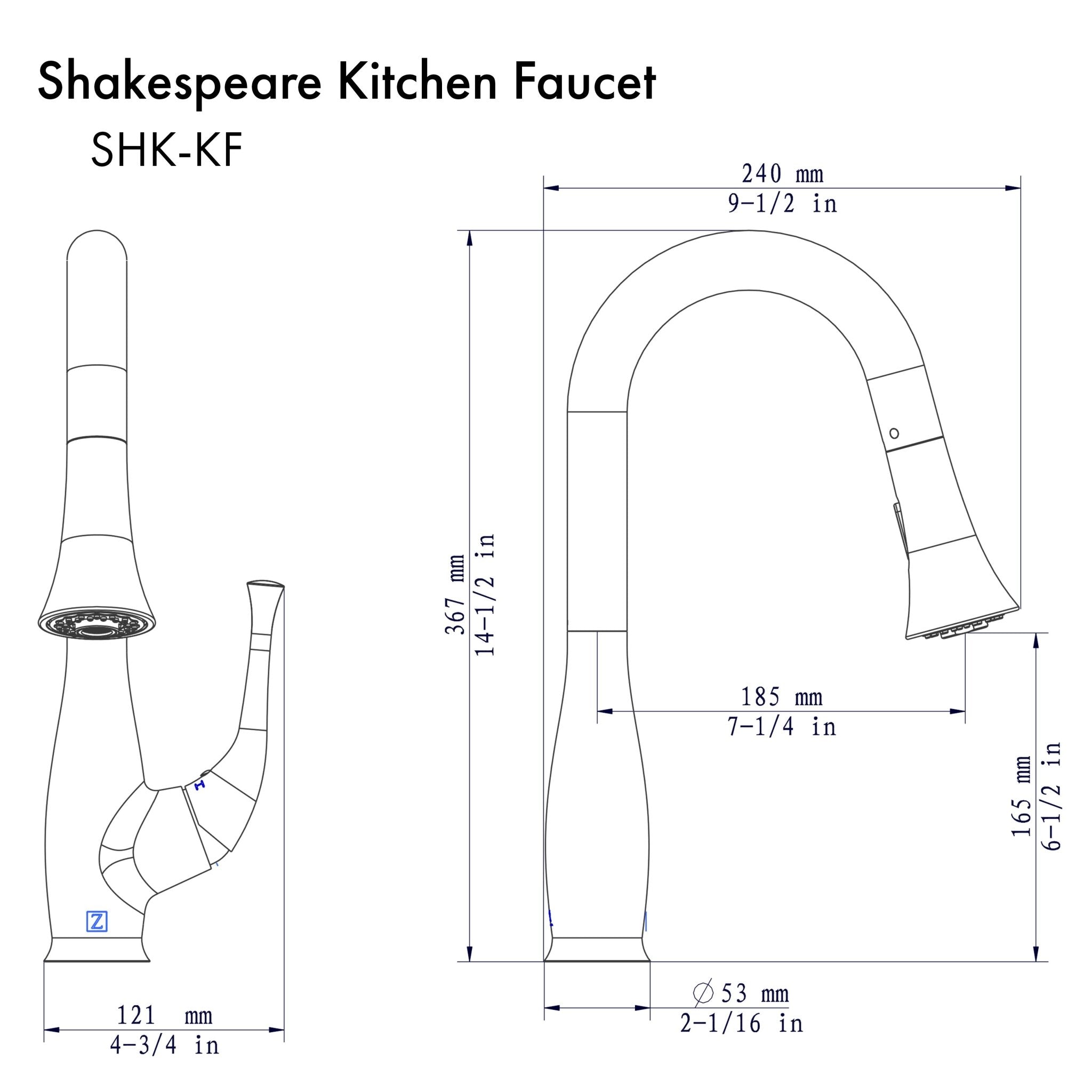 ZLINE Kitchen and Bath, ZLINE Shakespeare Kitchen Faucet (SHK-KF), SHK-KF-BN,