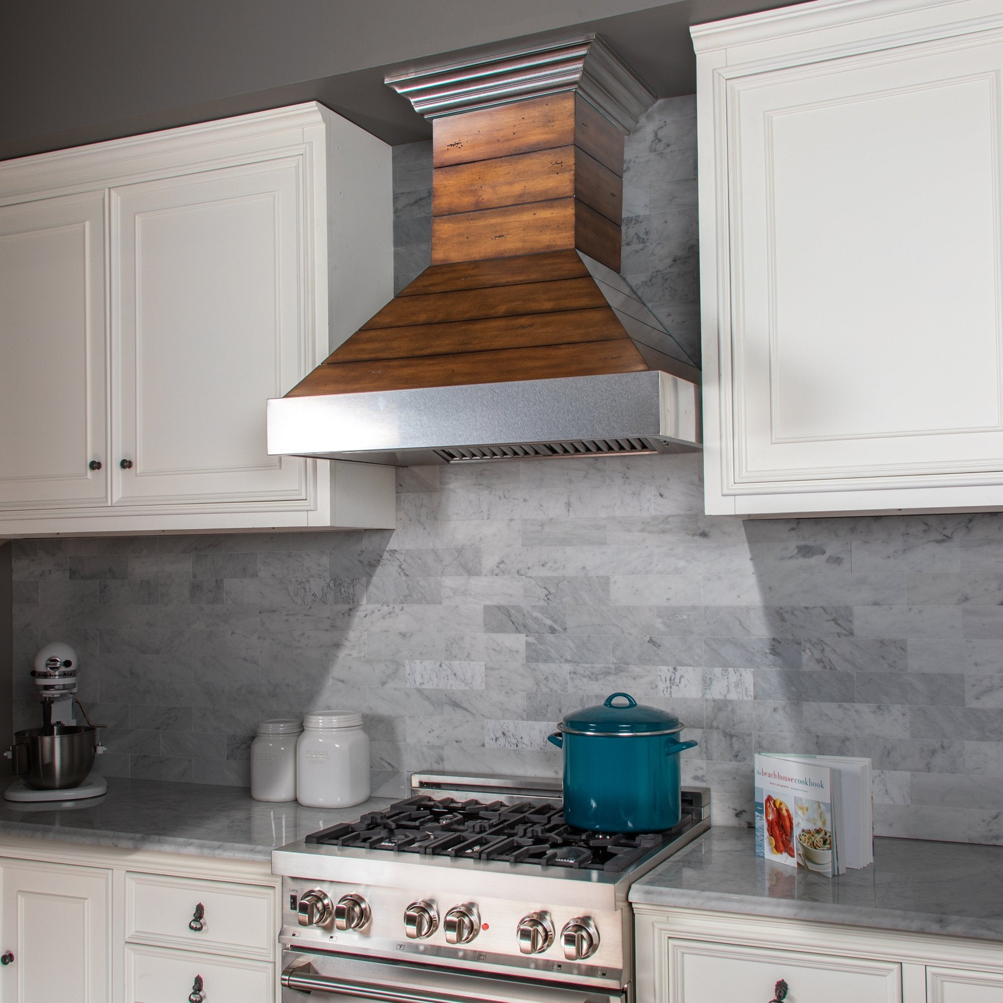 ZLINE Kitchen and Bath, ZLINE Shiplap Wooden Wall Range Hood with Stainless Steel Accent - Includes Motor (365BB), 365BB-30,