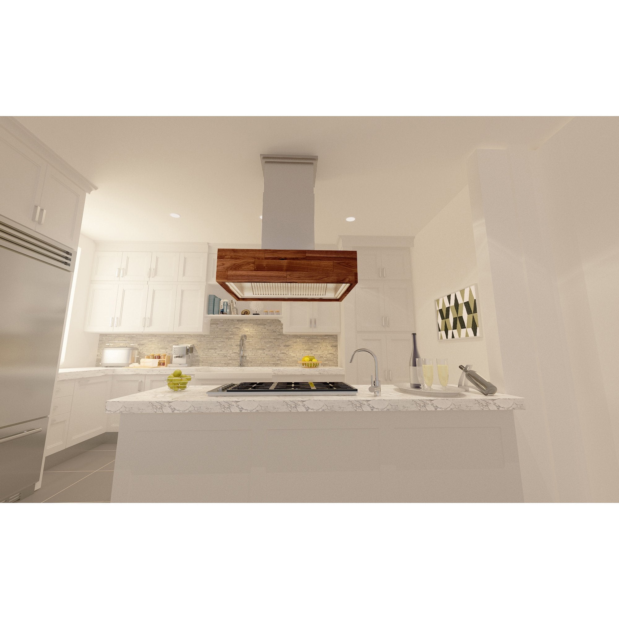 ZLINE Kitchen and Bath, ZLINE Single Remote Blower Designer Series Wooden Island Mount Range Hood in Butcher Block (681iW-RS-400), 681iW-RS-30-400,