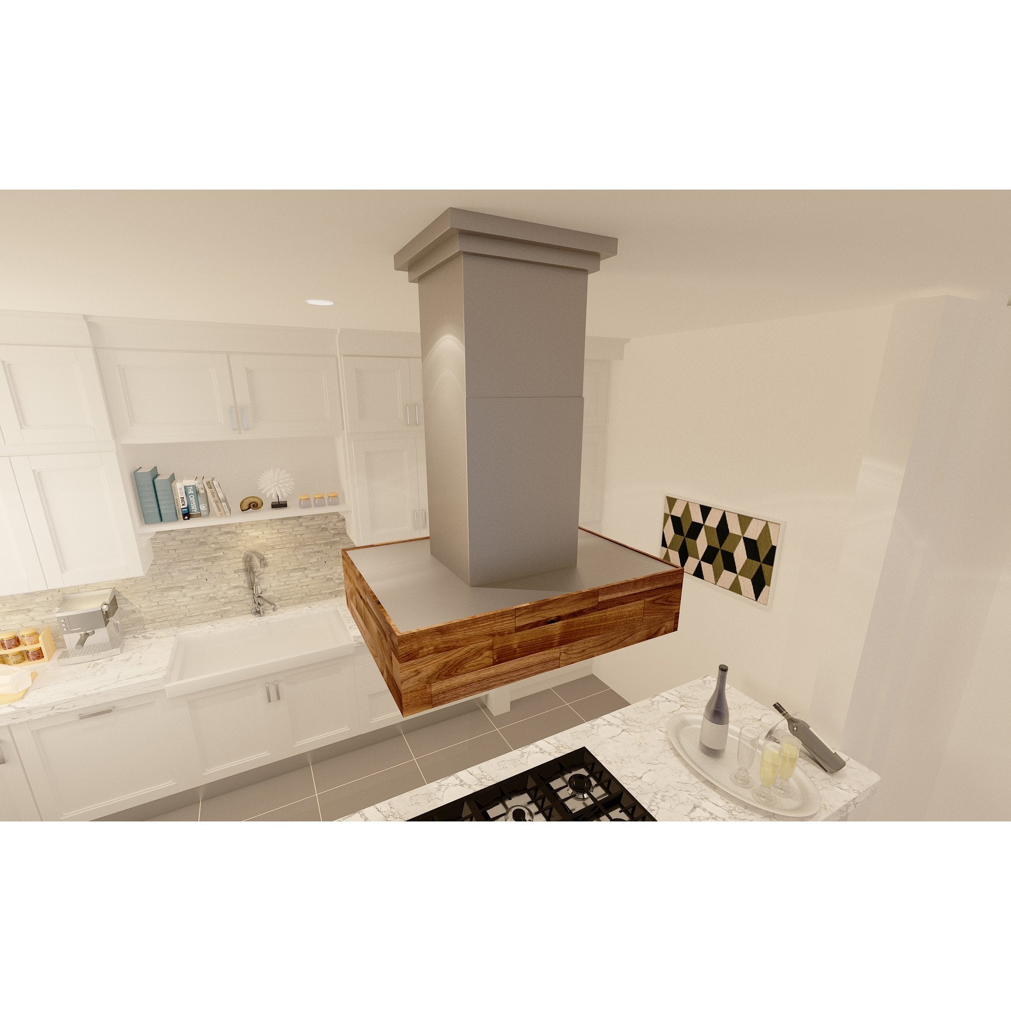 ZLINE Kitchen and Bath, ZLINE Single Remote Blower Designer Series Wooden Island Mount Range Hood in Butcher Block (681iW-RS-400), 681iW-RS-30-400,