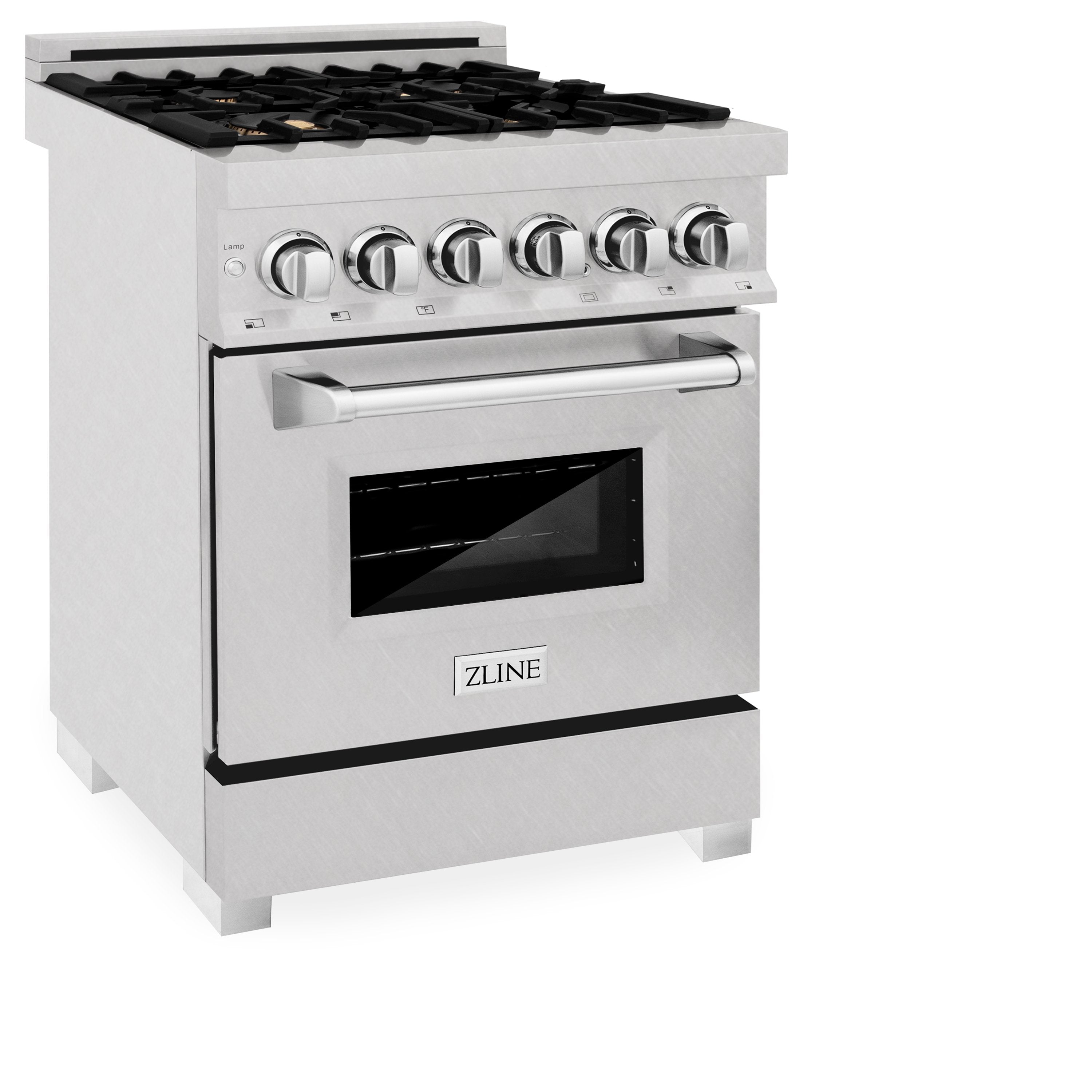 Therangehoodstore.com, ZLINE 24 in. Professional Dual Fuel Range in DuraSnow® Stainless Door (RAS-SN-24), RAS-SN-BR-24,
