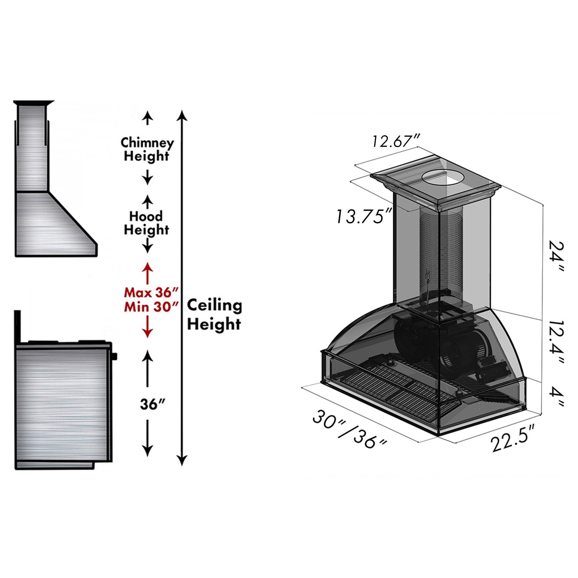 ZLINE Kitchen and Bath, ZLINE Unfinished Wooden Wall Mount Range Hood - Includes Remote Blower (369UF), 369UF-RD-30,