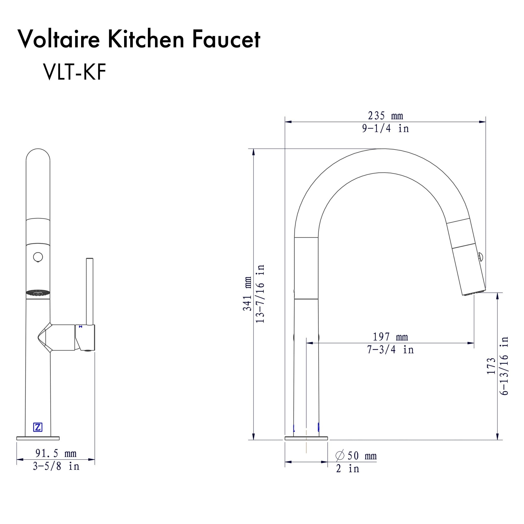 ZLINE Kitchen and Bath, ZLINE Voltaire Kitchen Faucet (VLT-KF), VLT-KF-BN,