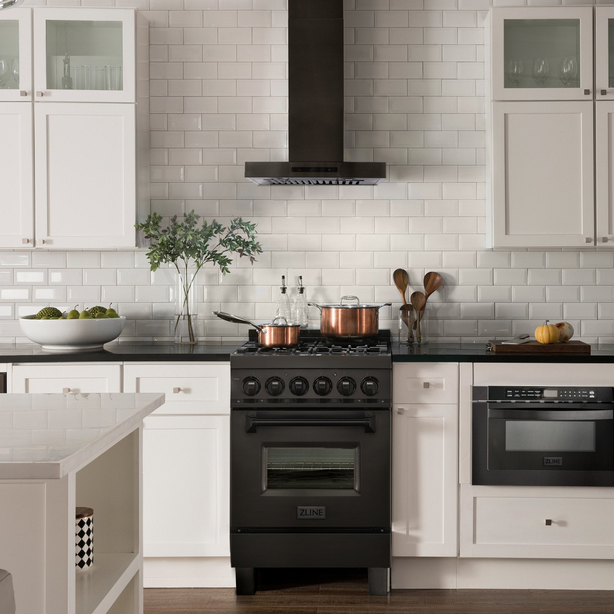 ZLINE Kitchen and Bath, ZLINE Wall Mount Range Hood in Black Stainless Steel (BSKEN), BSKEN-24,