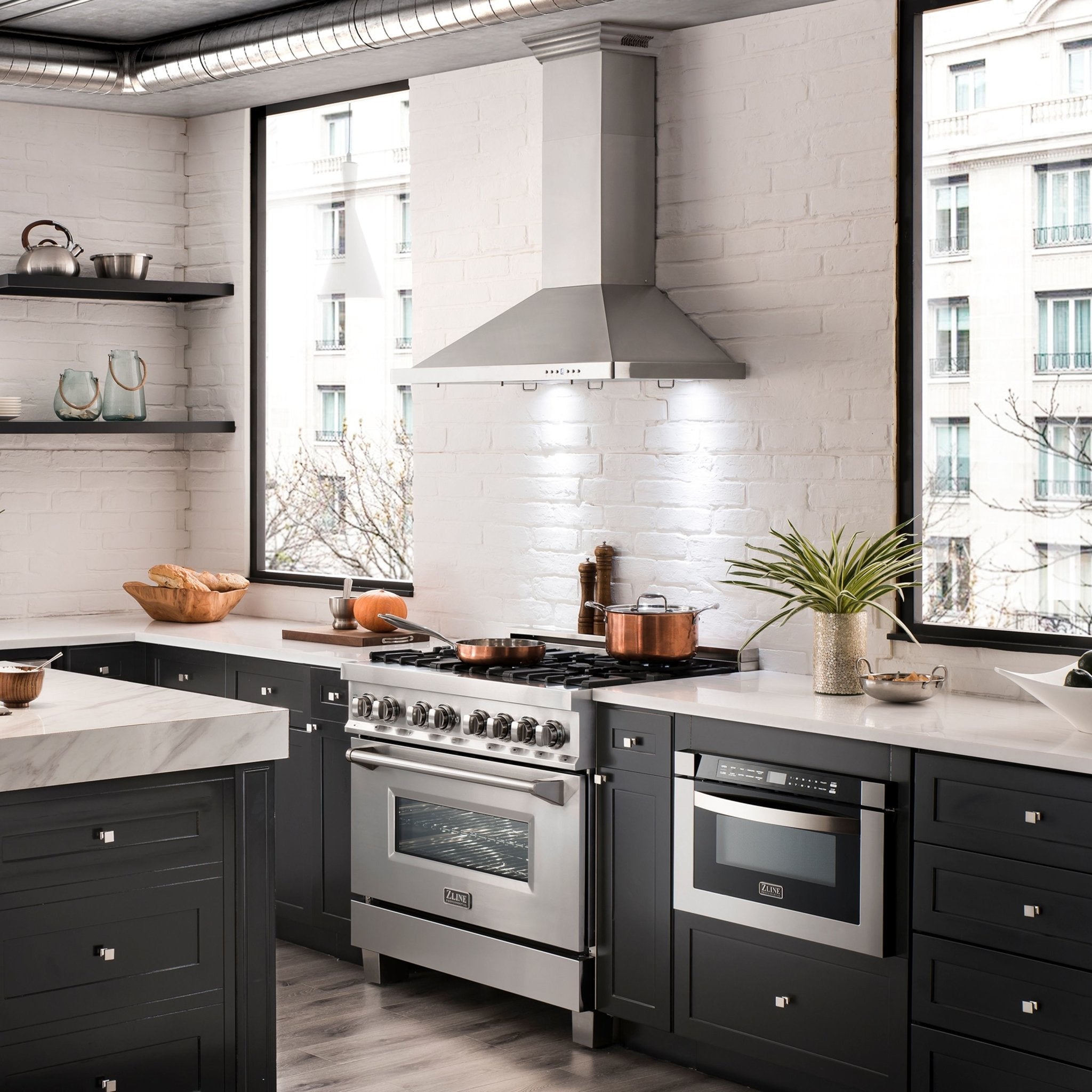 ZLINE Kitchen and Bath, ZLINE Wall Mount Range Hood in Stainless Steel with Built-in CrownSound® Bluetooth Speakers (KBCRN-BT), KBCRN-BT-24,