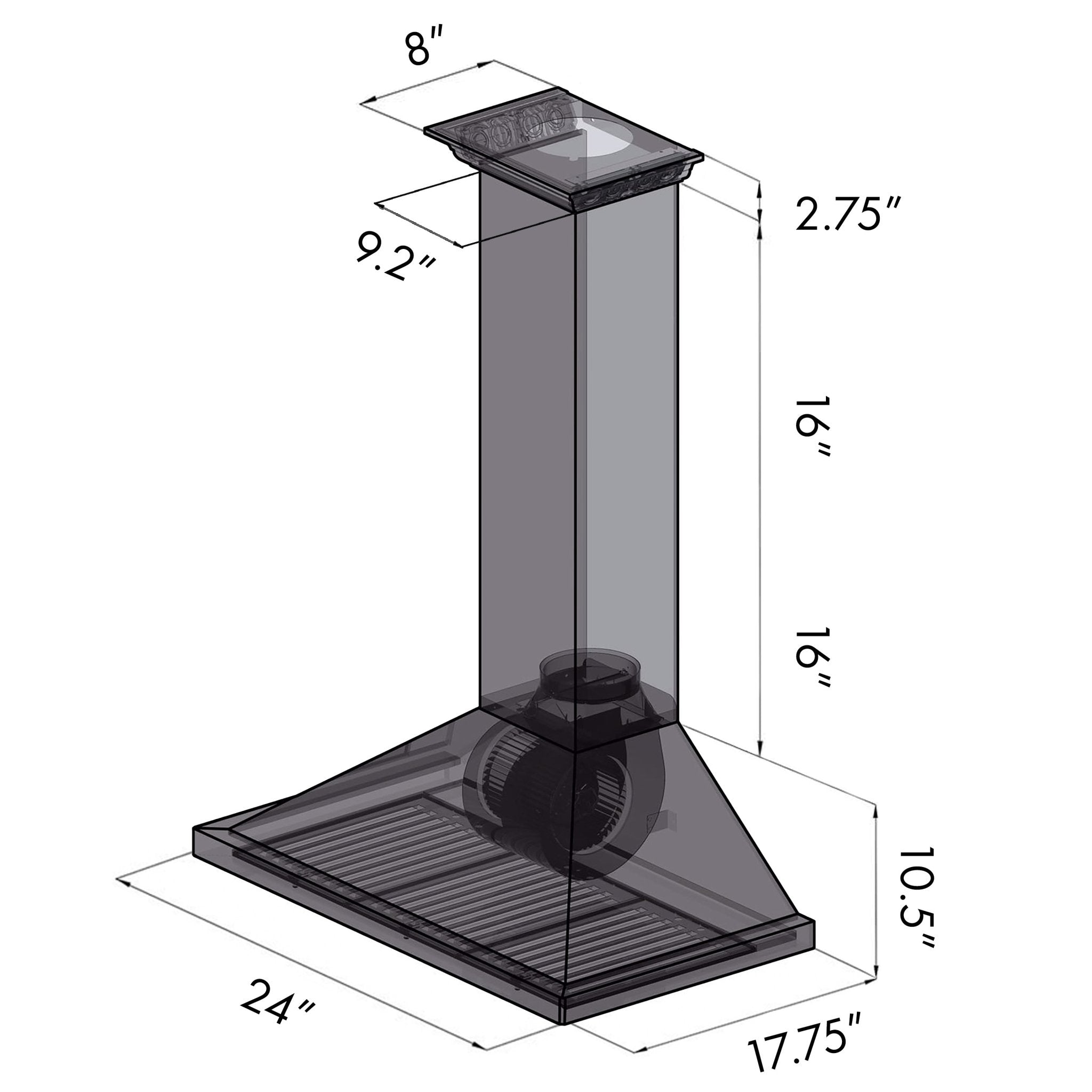 ZLINE Kitchen and Bath, ZLINE Wall Mount Range Hood in Stainless Steel with Built-in CrownSound® Bluetooth Speakers (KBCRN-BT), KBCRN-BT-24,