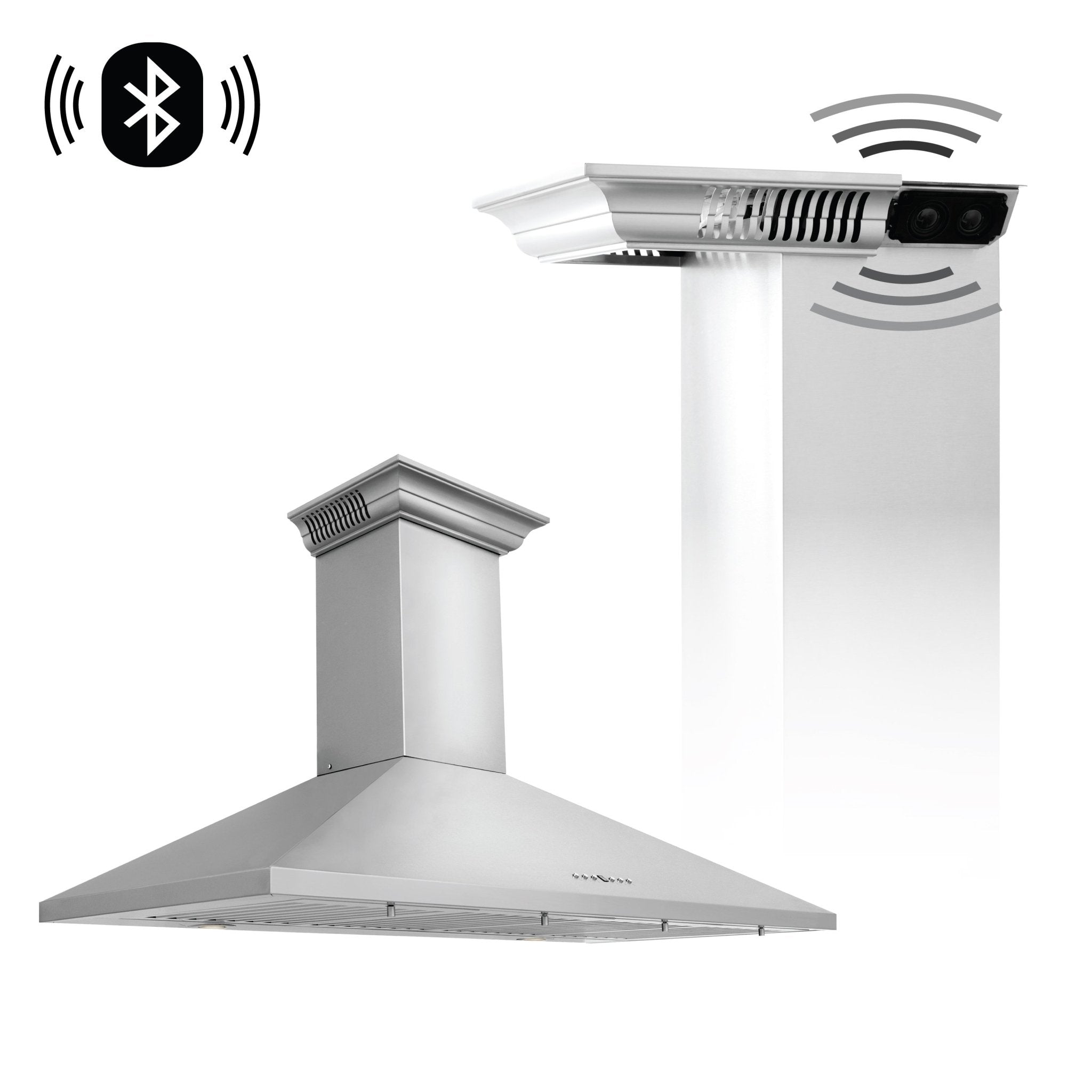 ZLINE Kitchen and Bath, ZLINE Wall Mount Range Hood In Stainless Steel With Built-In CrownSound® Bluetooth Speakers (KL2CRN-BT), KL2CRN-BT-42,