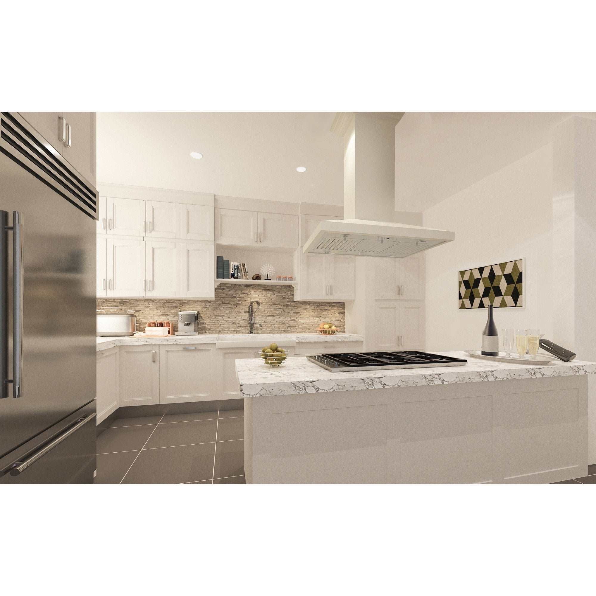 ZLINE Kitchen and Bath, ZLINE Wooden Island Mount Range Hood in Cottage White - Includes Remote Motor (KBiTT-RS-400), KBiTT-RS-30-400,