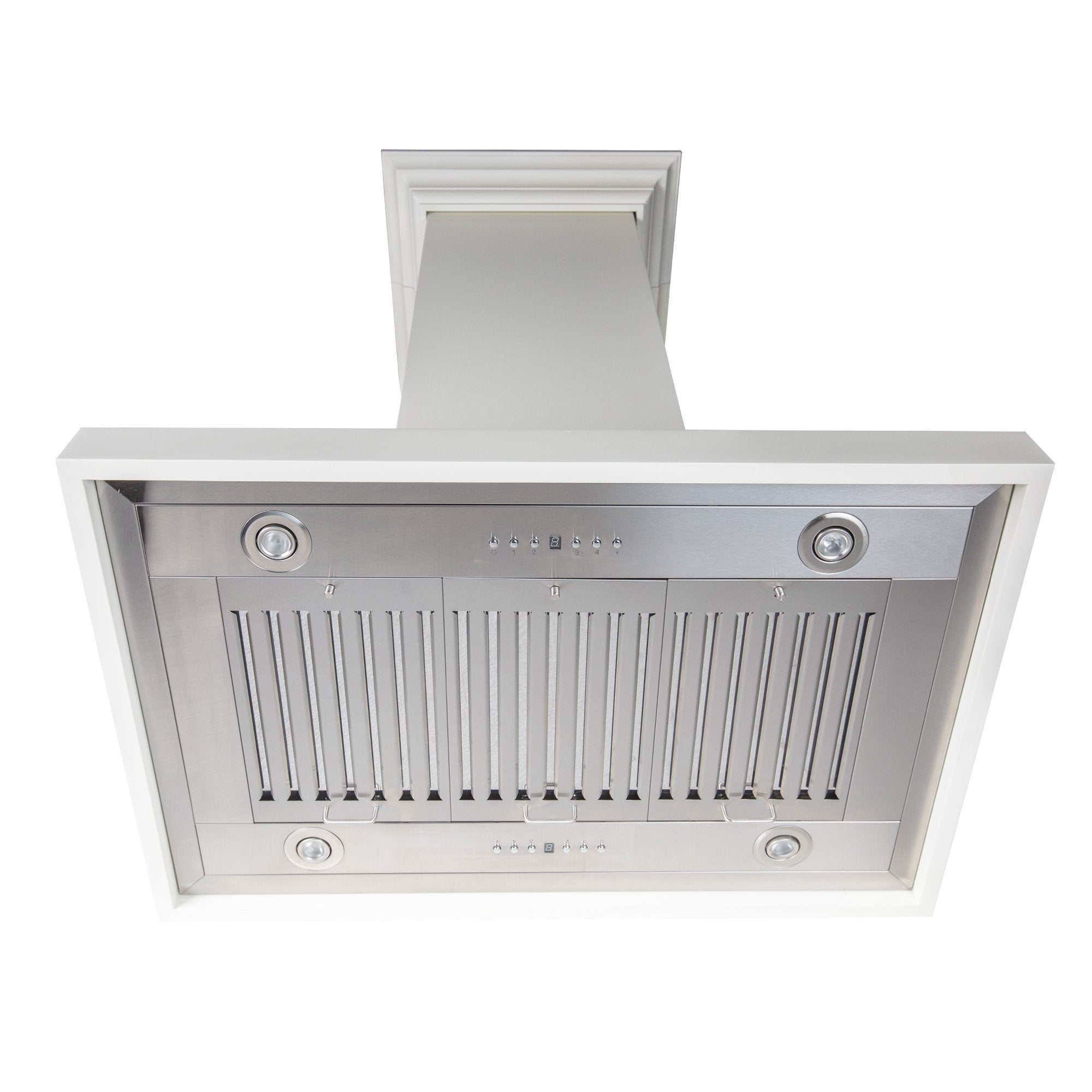 ZLINE Kitchen and Bath, ZLINE Wooden Island Mount Range Hood in Cottage White - Includes Remote Motor (KBiTT-RS-400), KBiTT-RS-30-400,