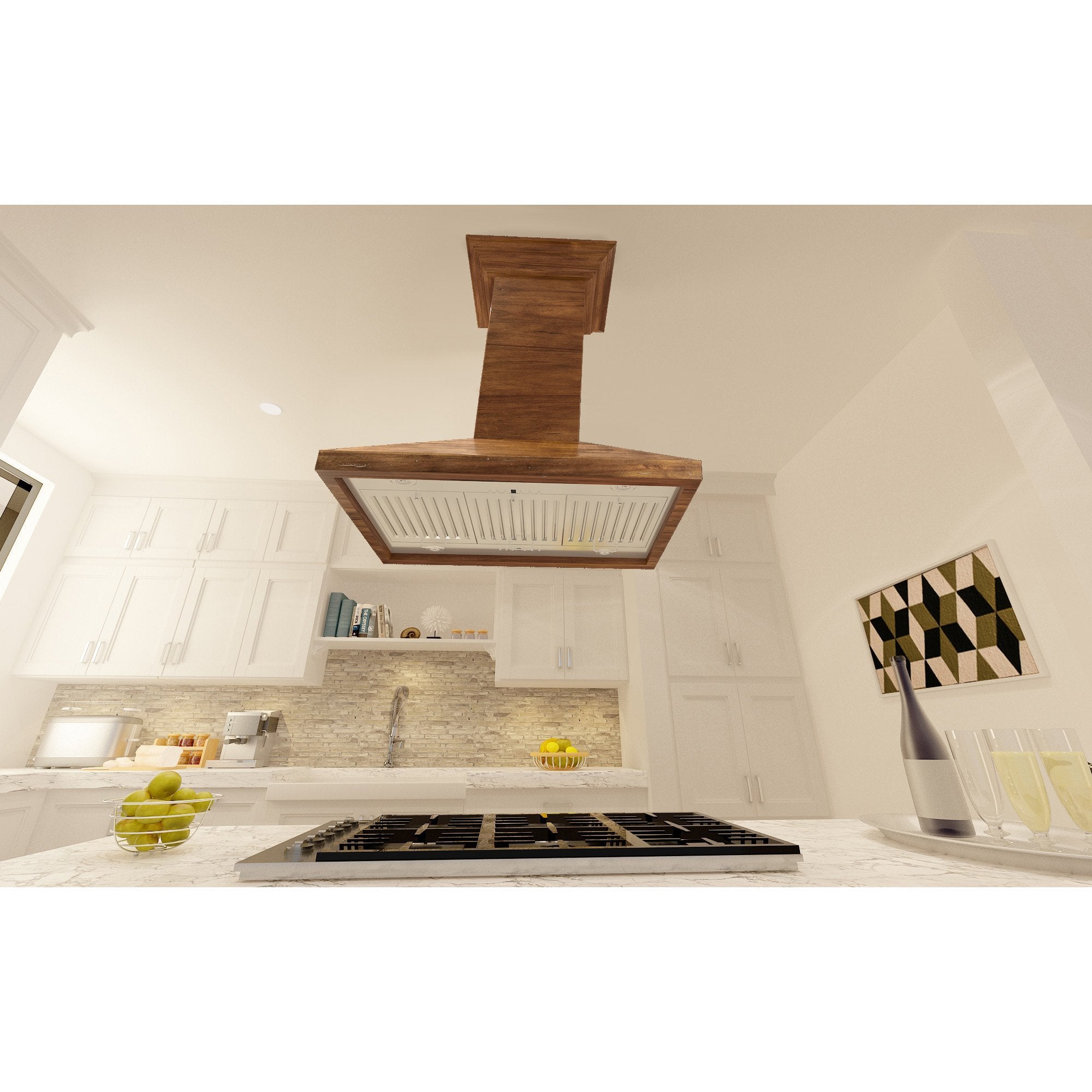 ZLINE Kitchen and Bath, ZLINE Wooden Island Mount Range Hood in Walnut - Includes Remote Motor (KBiRR-RD), KBiRR-RD-30,