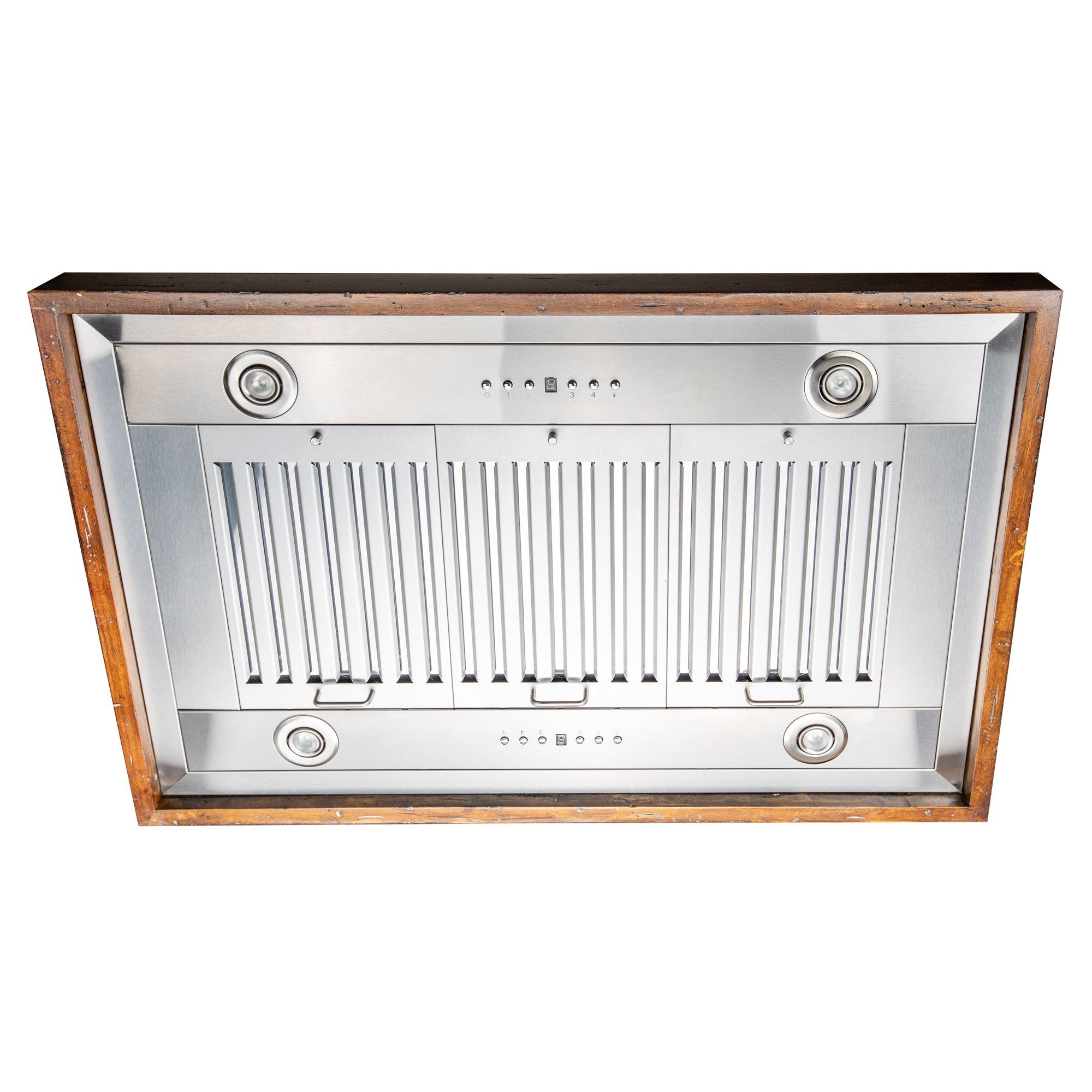 ZLINE Kitchen and Bath, ZLINE Wooden Island Mount Range Hood in Walnut - Includes Remote Motor (KBiRR-RS-400), KBiRR-RS-30-400,