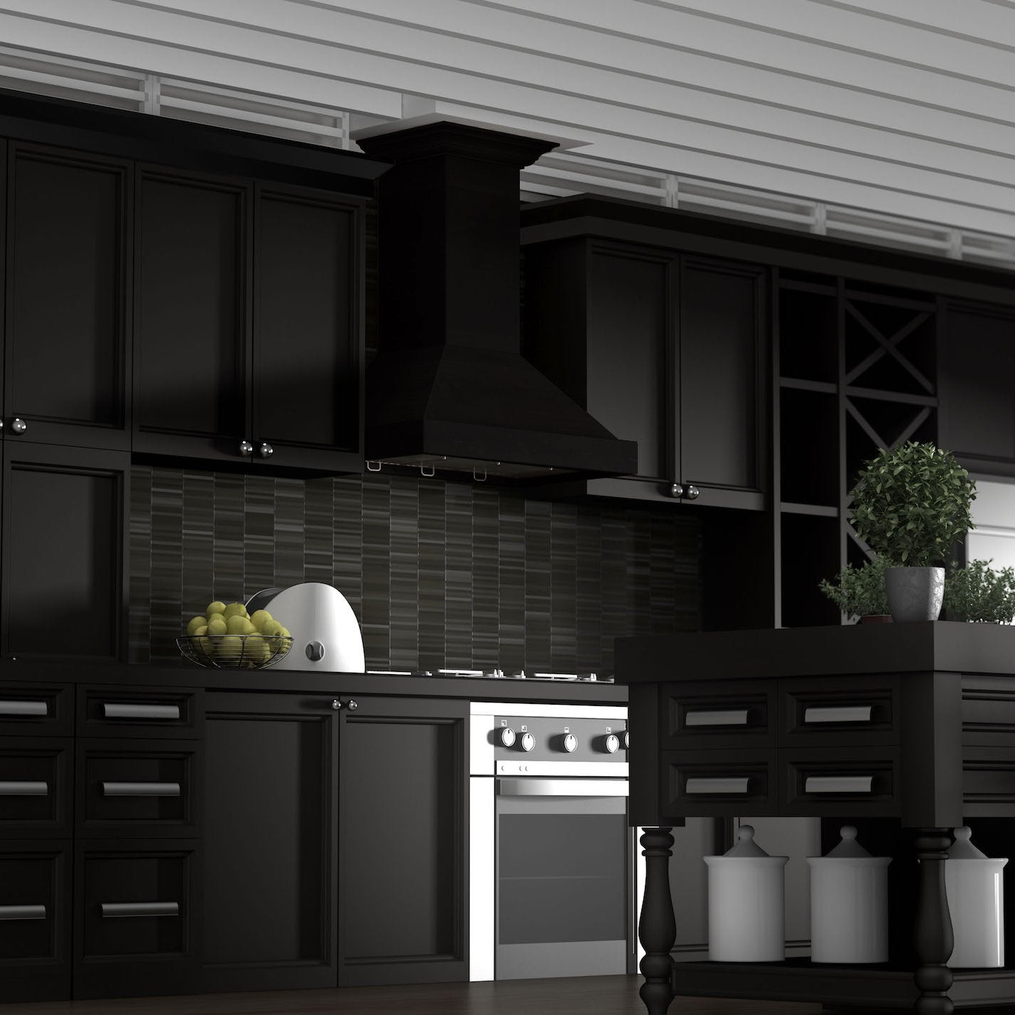 ZLINE Kitchen and Bath, ZLINE Wooden Wall Mount Range Hood in Black - Includes Remote Motor (KBCC), KBCC-RS-30-400,