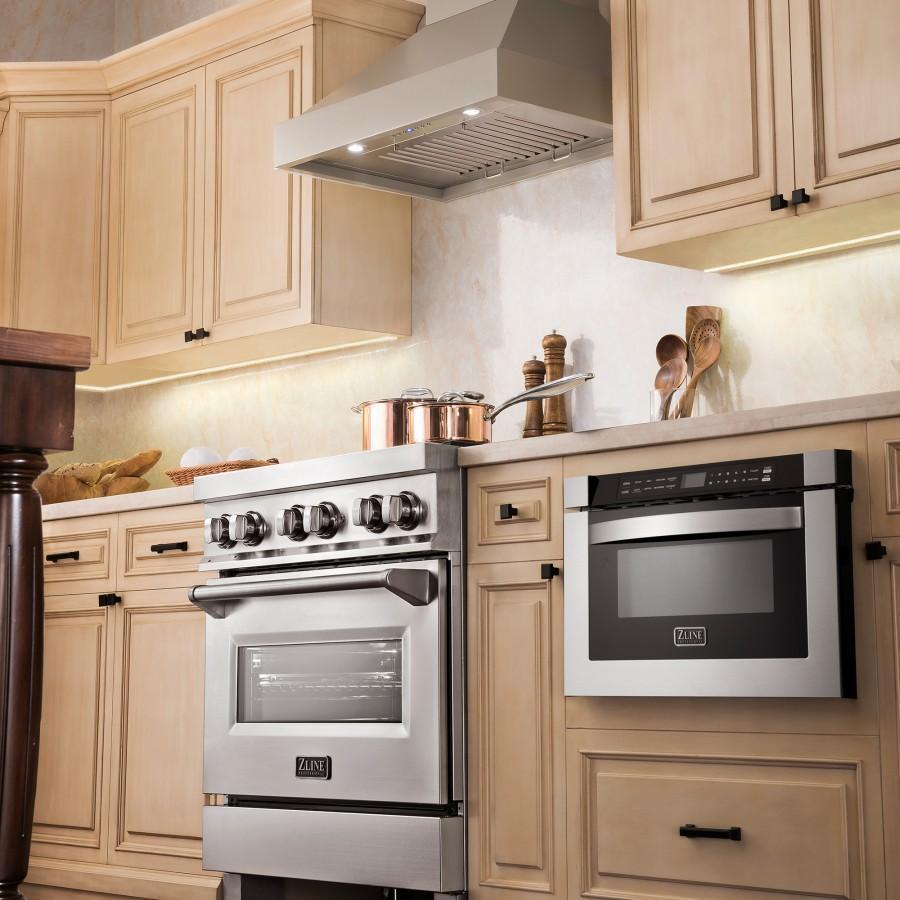 ZLINE Kitchen and Bath, ZLINE Wooden Wall Mount Range Hood In Gray - Includes Remote Motor (KBUU-RS-400), KBUU-RS-30-400,